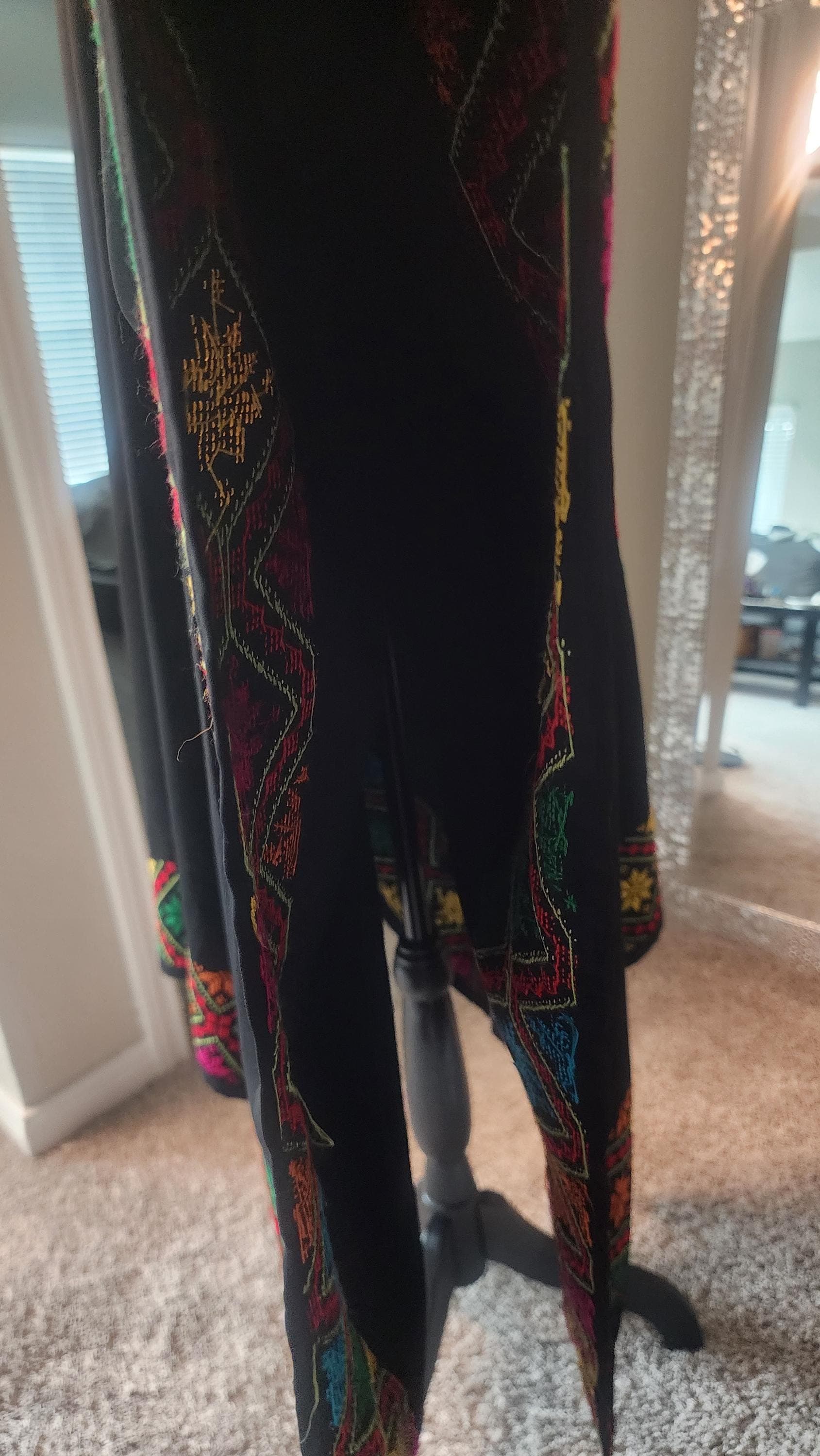 Embroidered Palestinian Abaya | Handmade Tatreez Thobe Cover-Up cape , 41 inches length - image 4