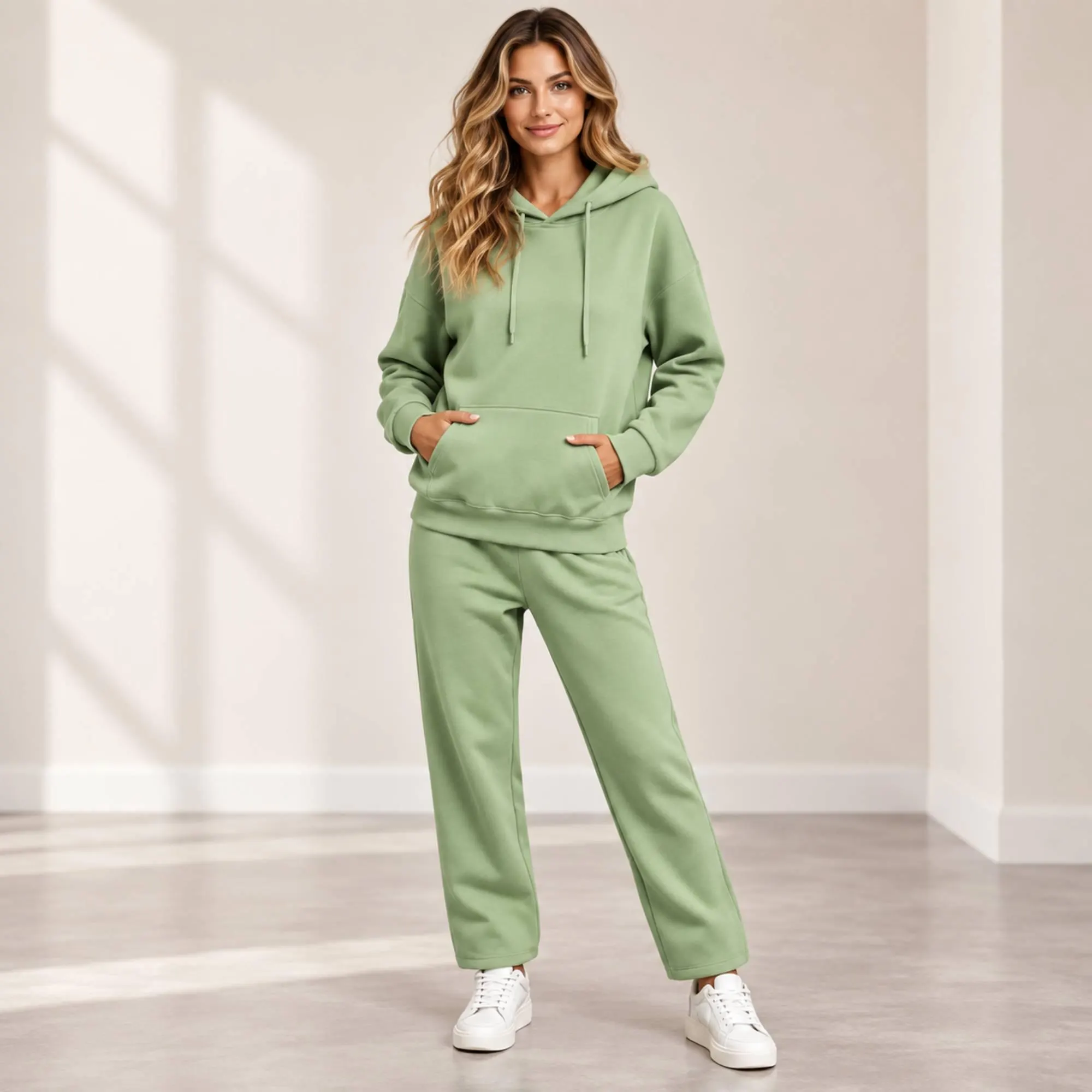 Women’s Pink Hoodie Set, Cozy 2 Piece Loungewear, Oversized Sweatshirt & Pants - image 3