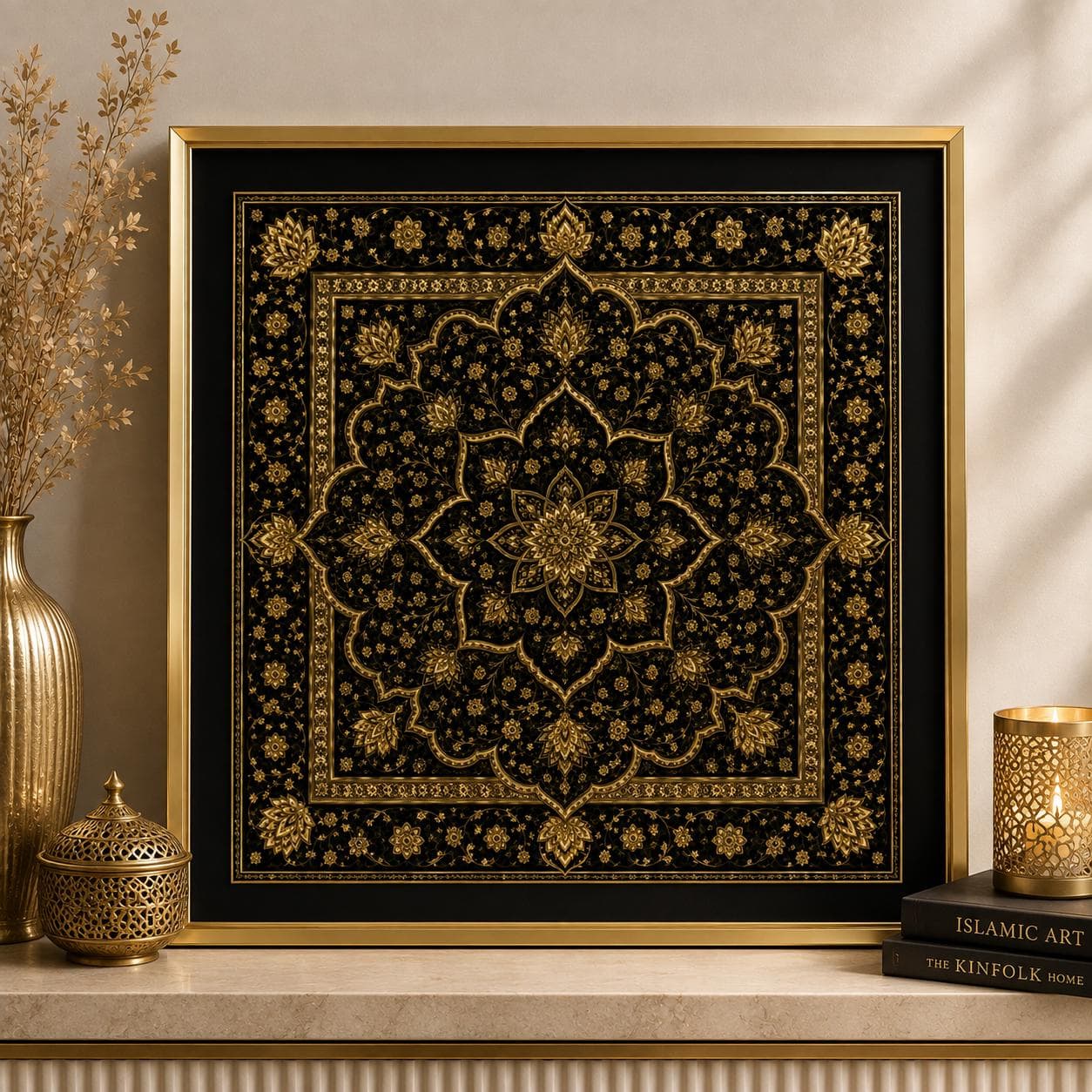 Persian Geometric Mandala Artwork: Islamic Floral Art Print