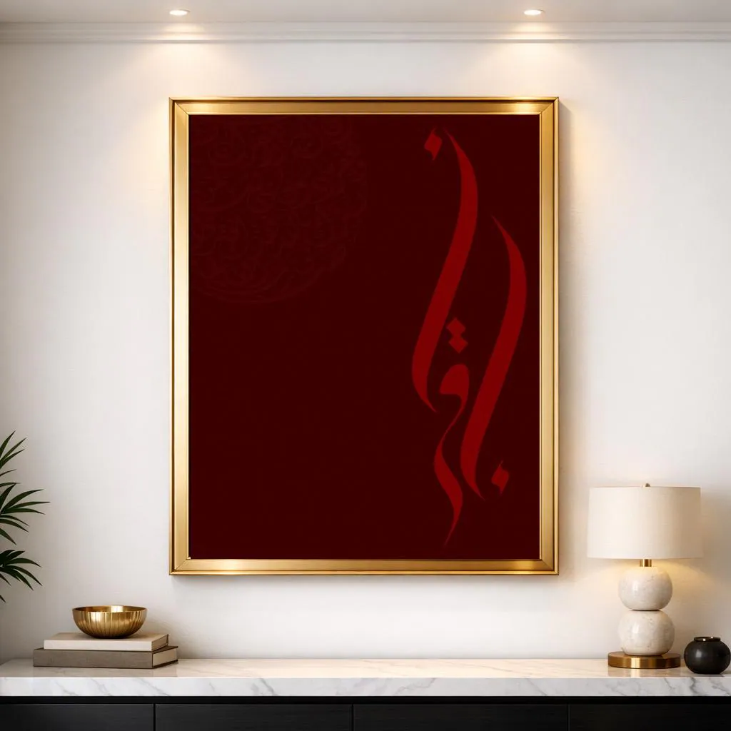IQRA: Arabic minimalist luxury calligraphy digital art print maroon