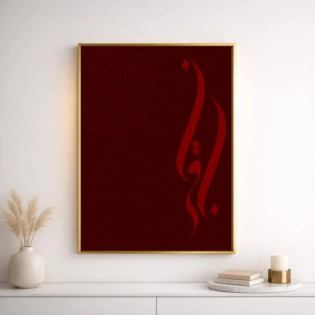 IQRA: Arabic minimalist luxury calligraphy digital art print maroon - image 3