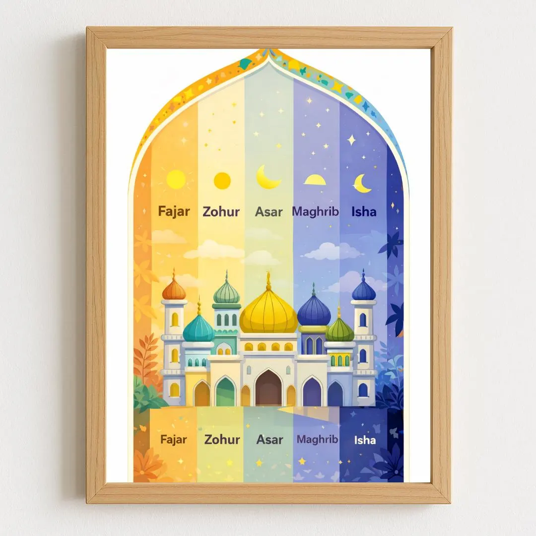 Islamic Salah Time Wall Art for Kids.