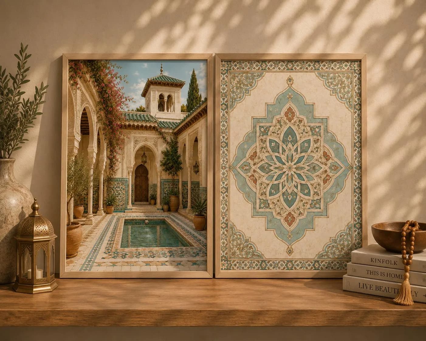 Andalusian Courtyard Geometric Print Set, Islamic Architecture Wall Art - image 3