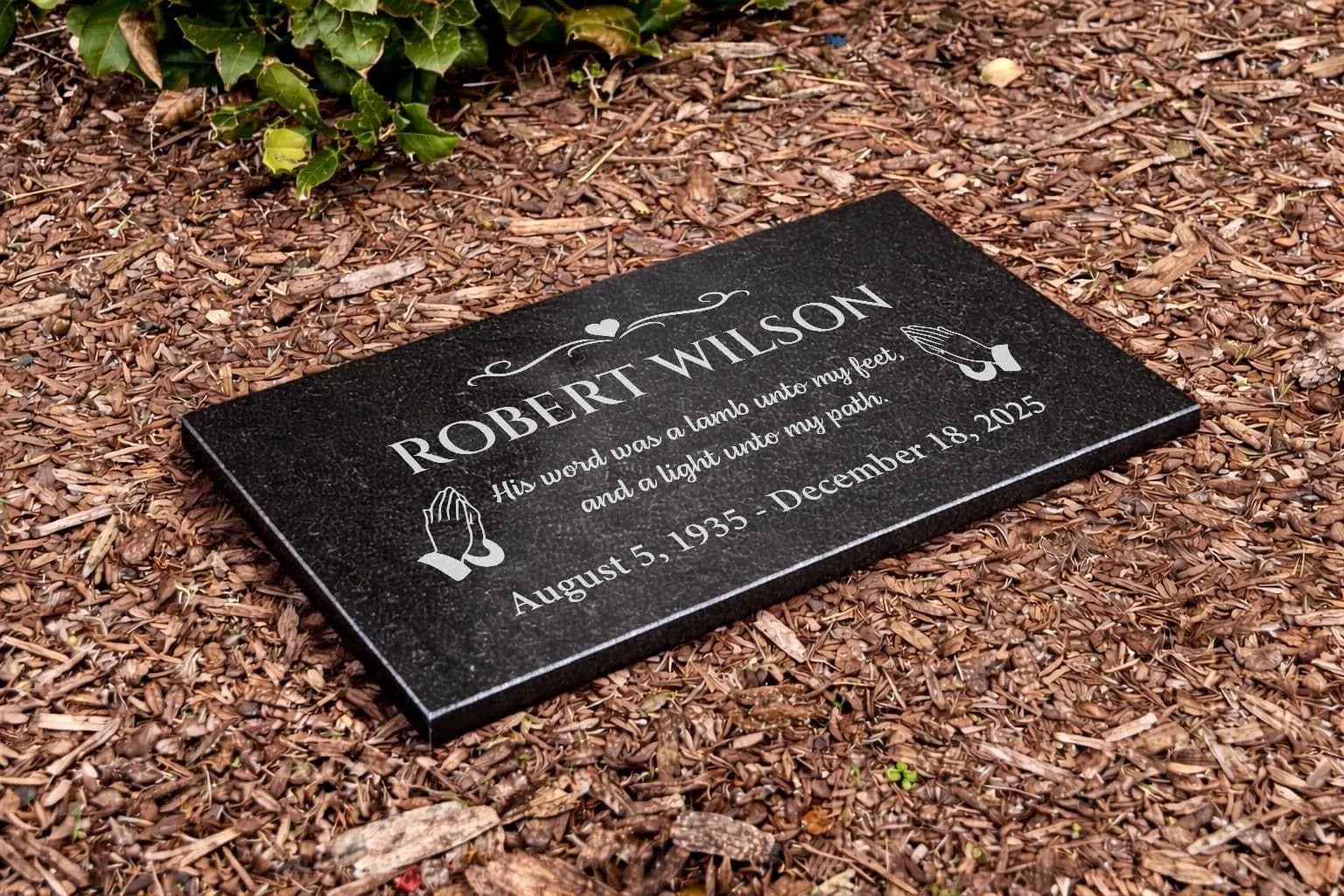Custom Engraved Grave Marker Garden Headstone personalized black granite memorial  handcrafted stone, - image 5
