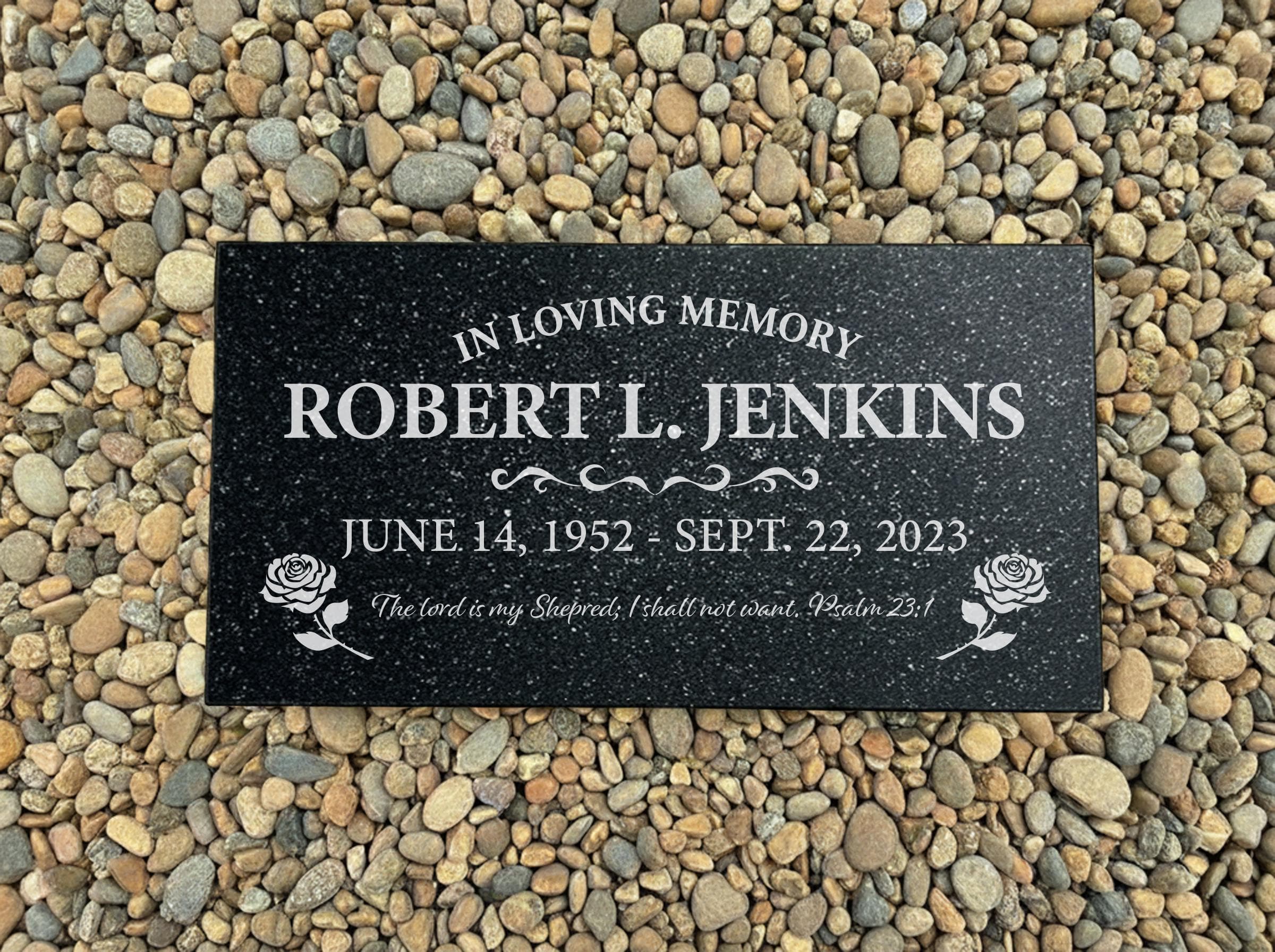 Custom Engraved Grave Marker Garden Headstone personalized black granite memorial  handcrafted stone, - image 3