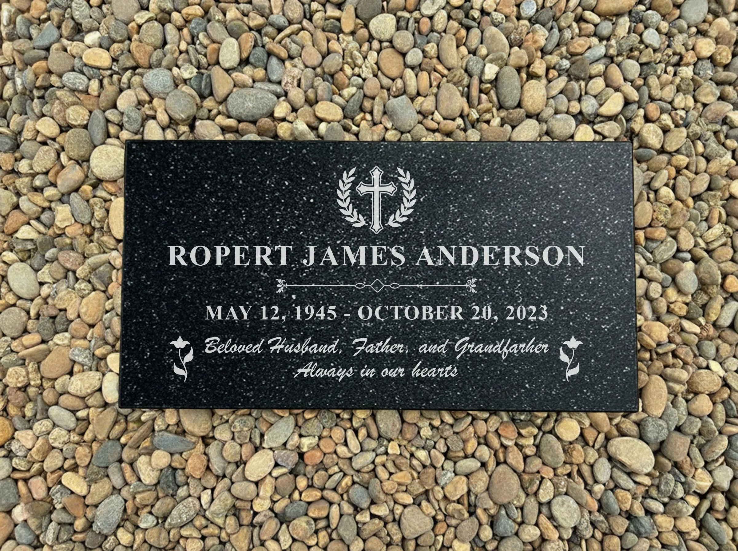 Personalized Black Granite Memorial Stone, Custom Engraved Grave Marker Headstone grave plaque