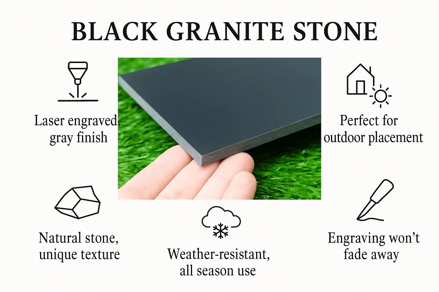 Personalized Granite Memorial Stone • Custom Engraved Grave Marker Plaque - image 5