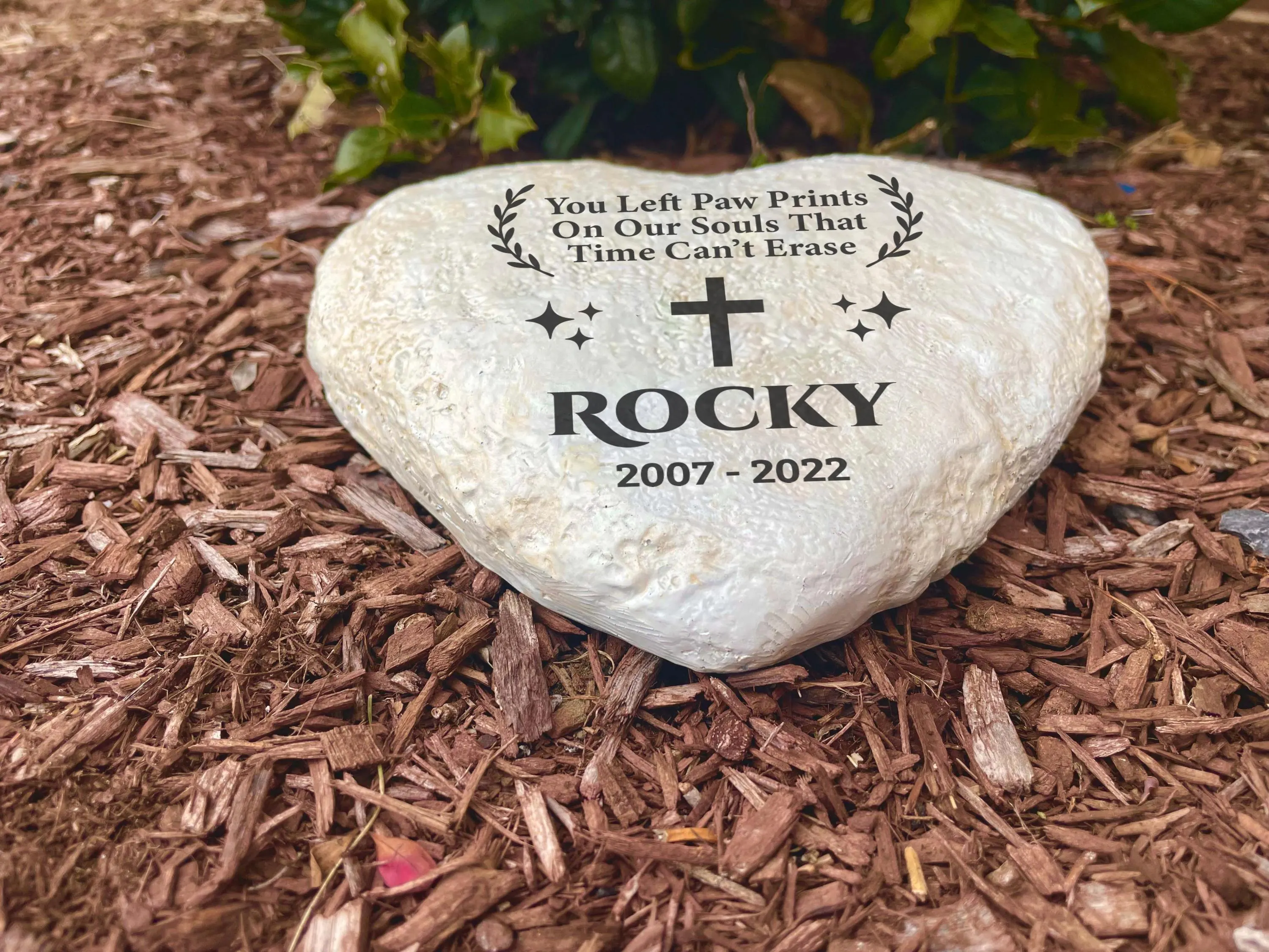 Personalized Heart Memorial Stone, Custom Garden Grave Marker, Resin Tribute (10"x10") - image 5