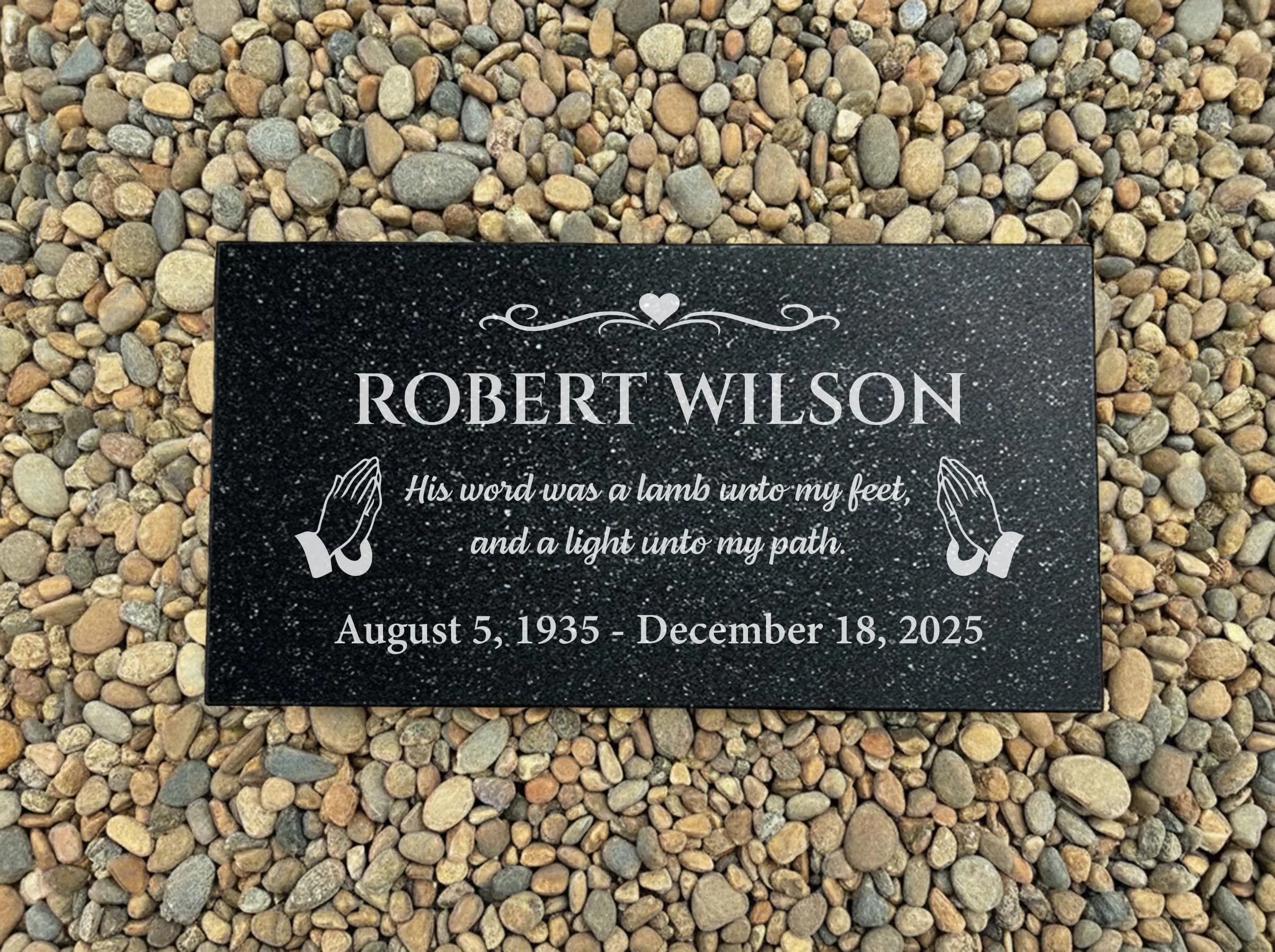 Custom Engraved Grave Marker Garden Headstone personalized black granite memorial  handcrafted stone, - image 4