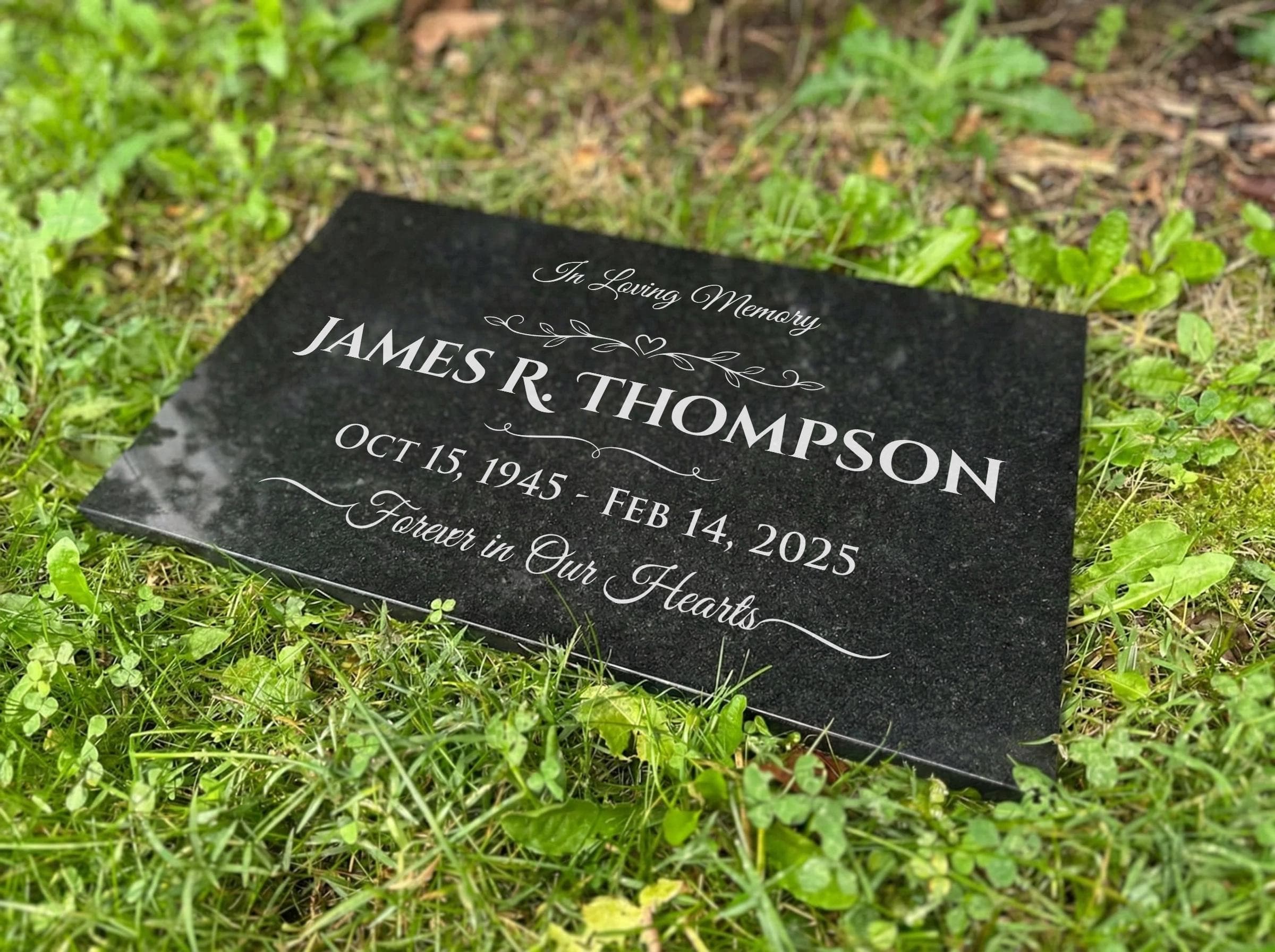 Personalized Black Granite Memorial Stone, Custom Engraved Grave Marker Headstone grave plaque - image 2