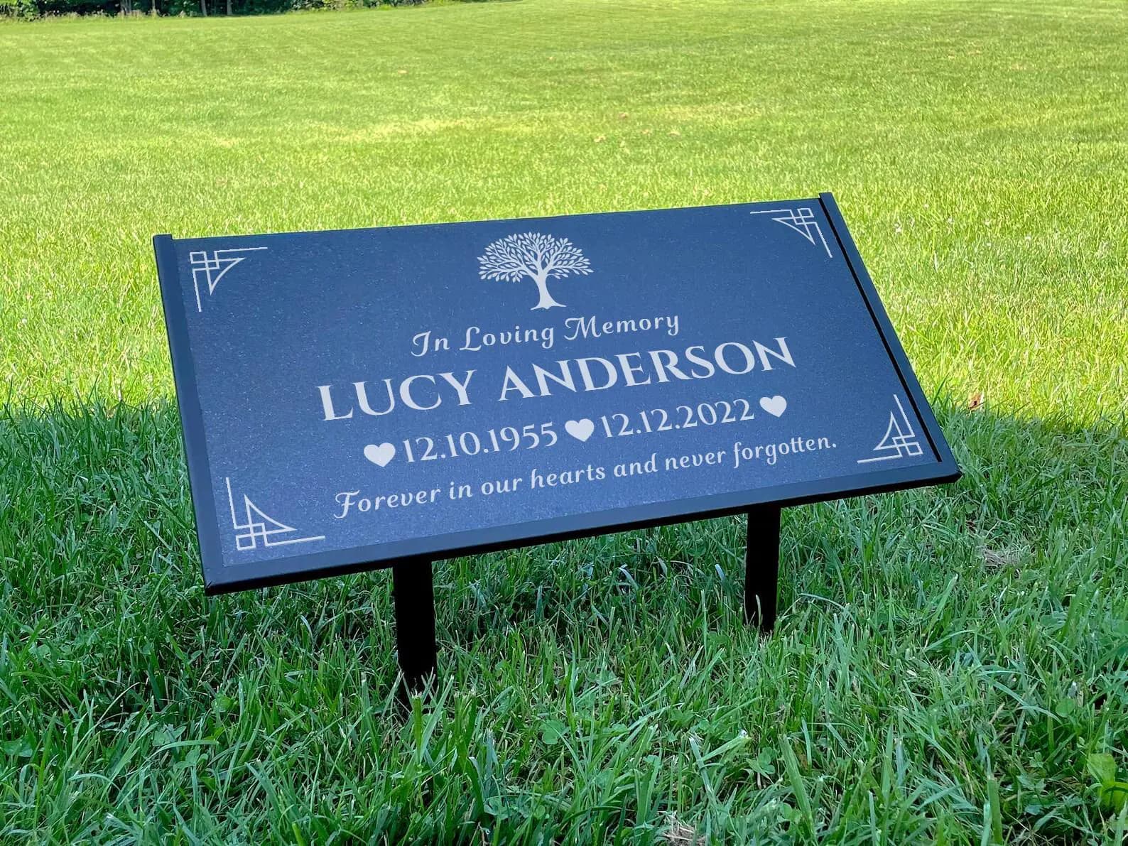 Personalized Granite Memorial Stone • Custom Engraved Grave Marker Plaque - image 3