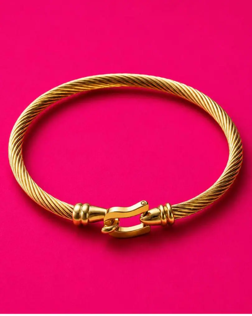 Horseclip Gold/Silver plated clasp bangle 316L Stainless steel - image 5