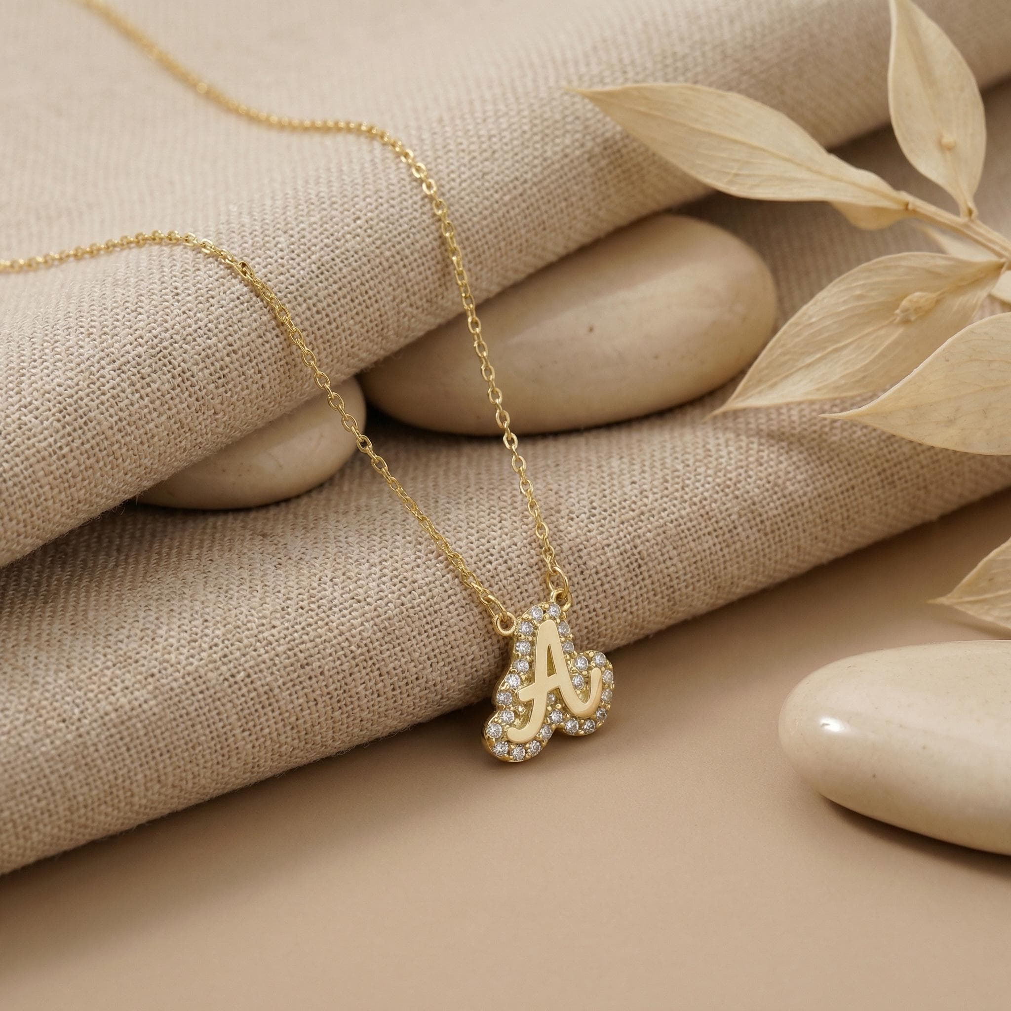 Personalized Initial Necklace, Dainty Letter Necklace with Stones, Custom Jewelry Gift for Her - image 5