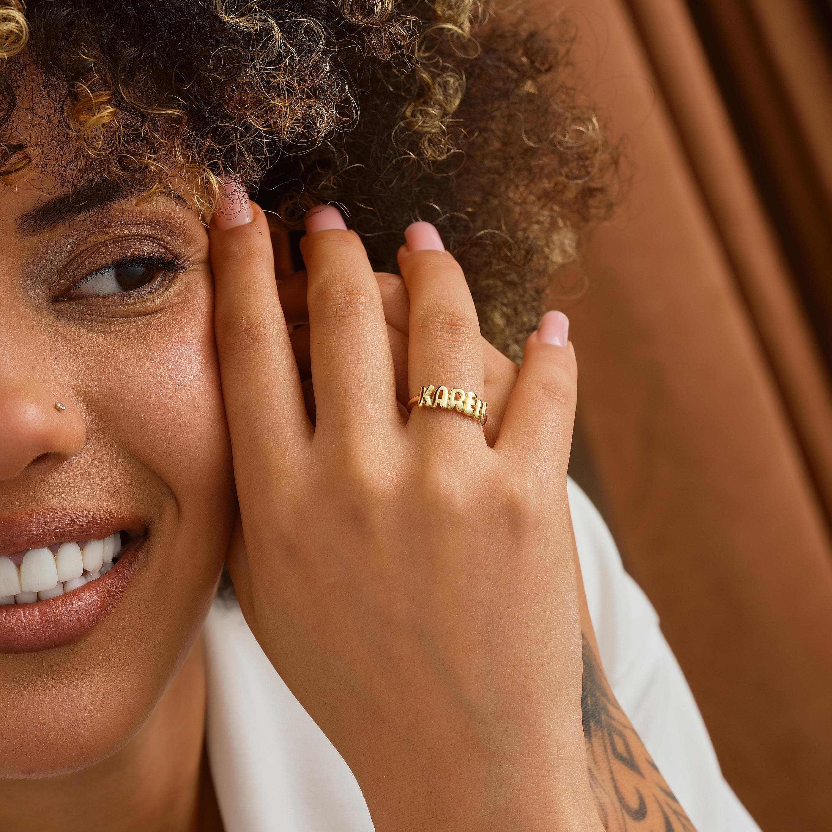 Personalized Name Ring Adjustable Gold Jewelry Gift