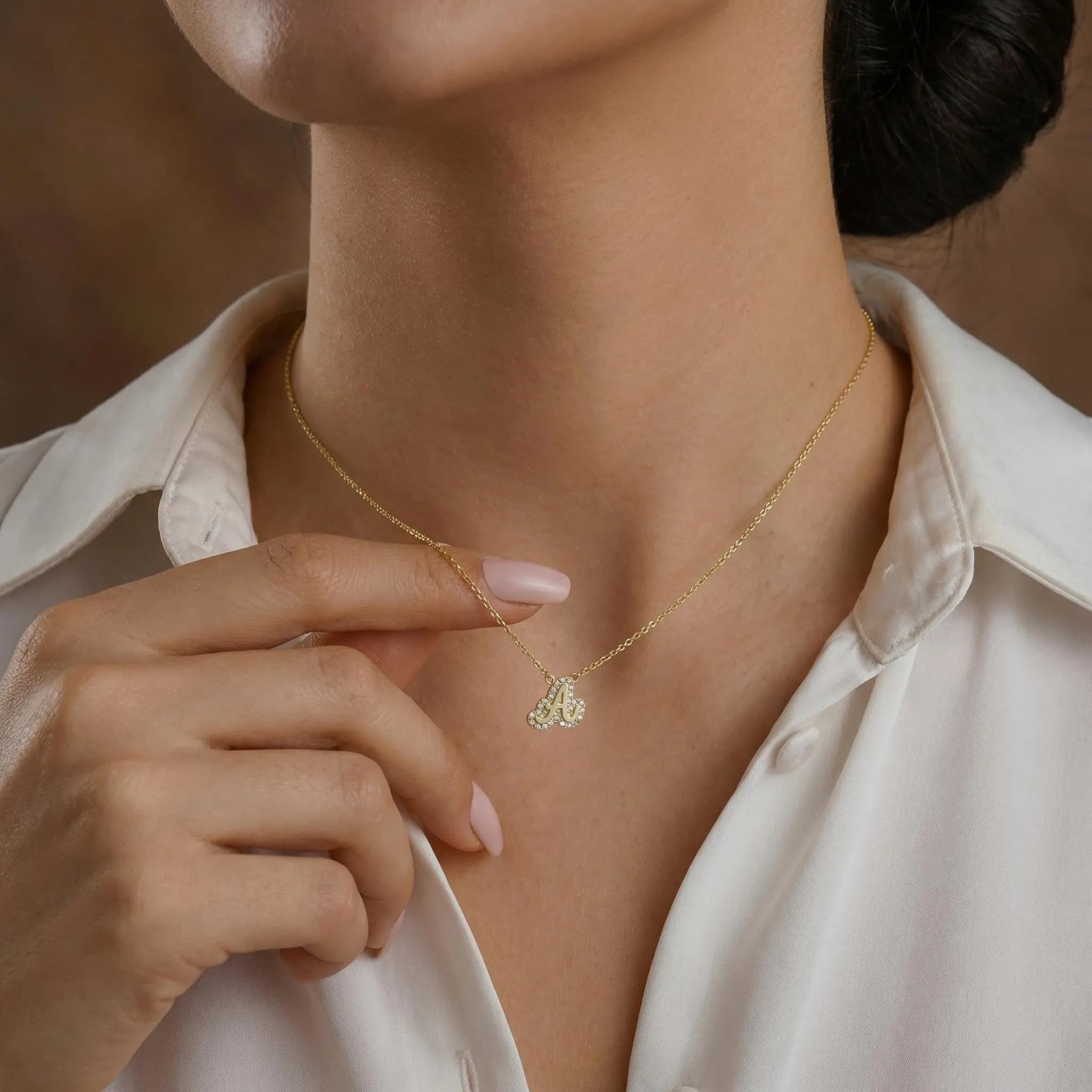Personalized Initial Necklace, Dainty Letter Necklace with Stones, Custom Jewelry Gift for Her - image 2