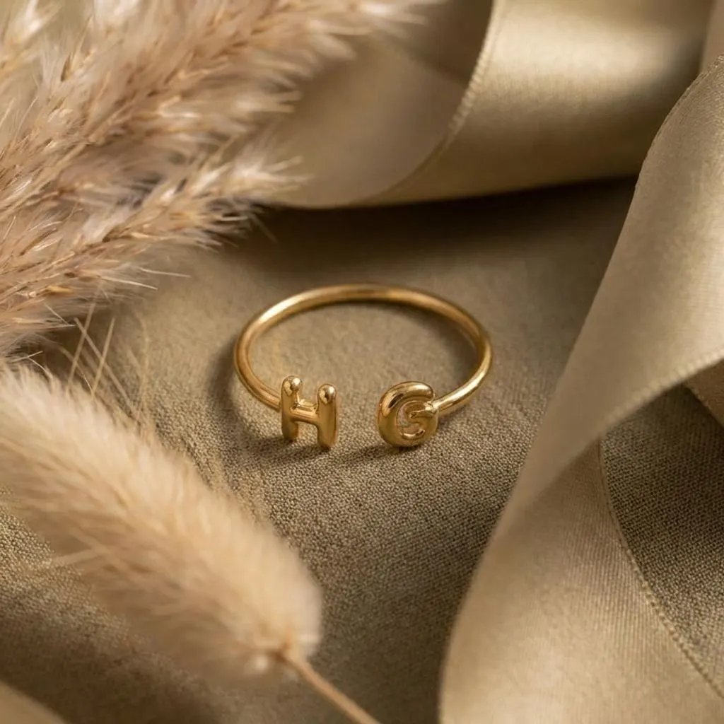 Dainty Initial Ring 925 Silver – Adjustable Gold Open Letter Ring, Minimal Everyday Jewelry Gift - image 4