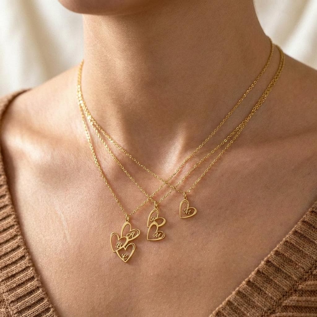 Custom Heart Initial Necklace, Gold Layered Heart Pendant, 925 Sterling Silver Personalized Jewelry Gift - image 5