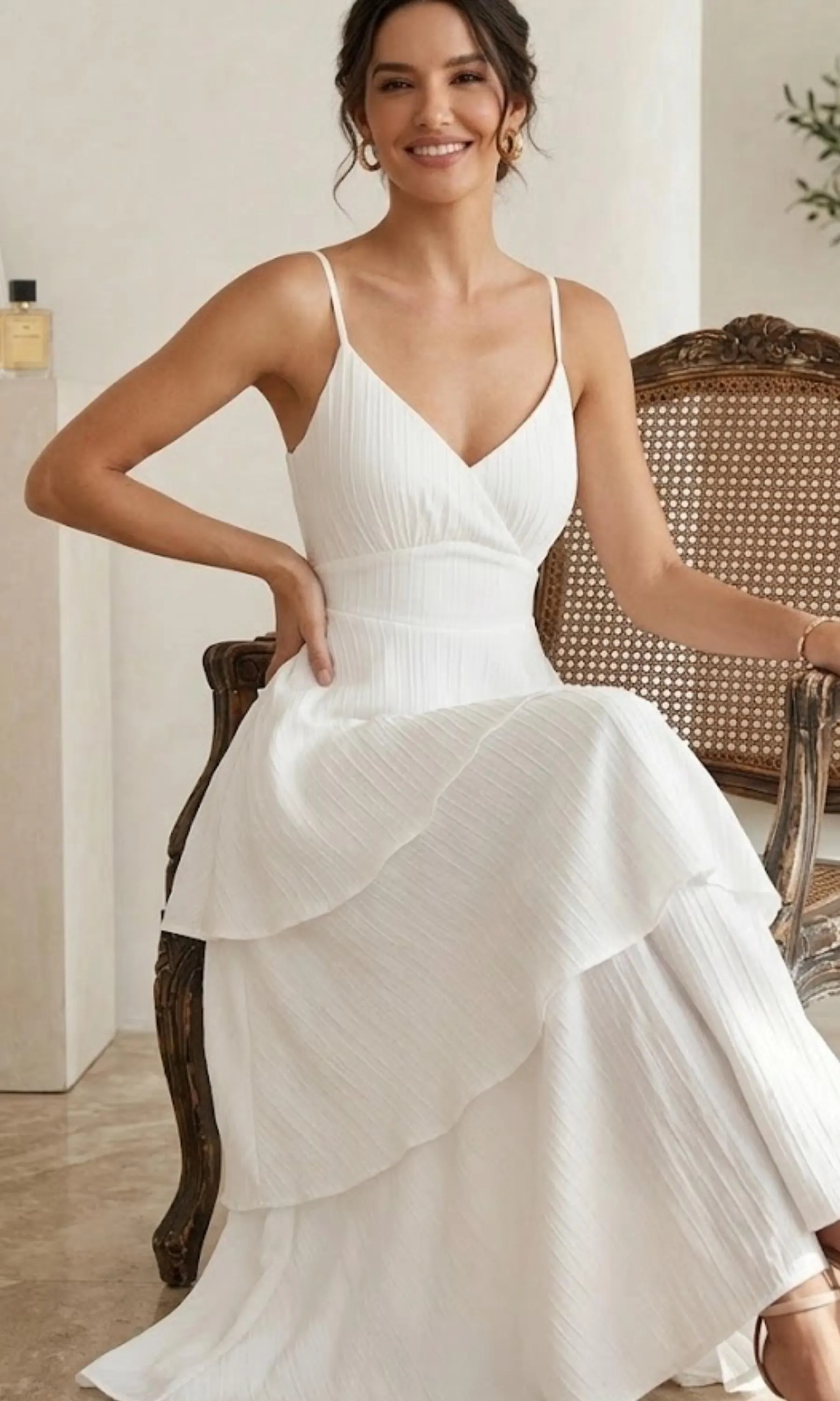 V-Neck Ruffle Slip Dress – Women’s Sleeveless Layered Summer Beach Maxi Dress - image 3