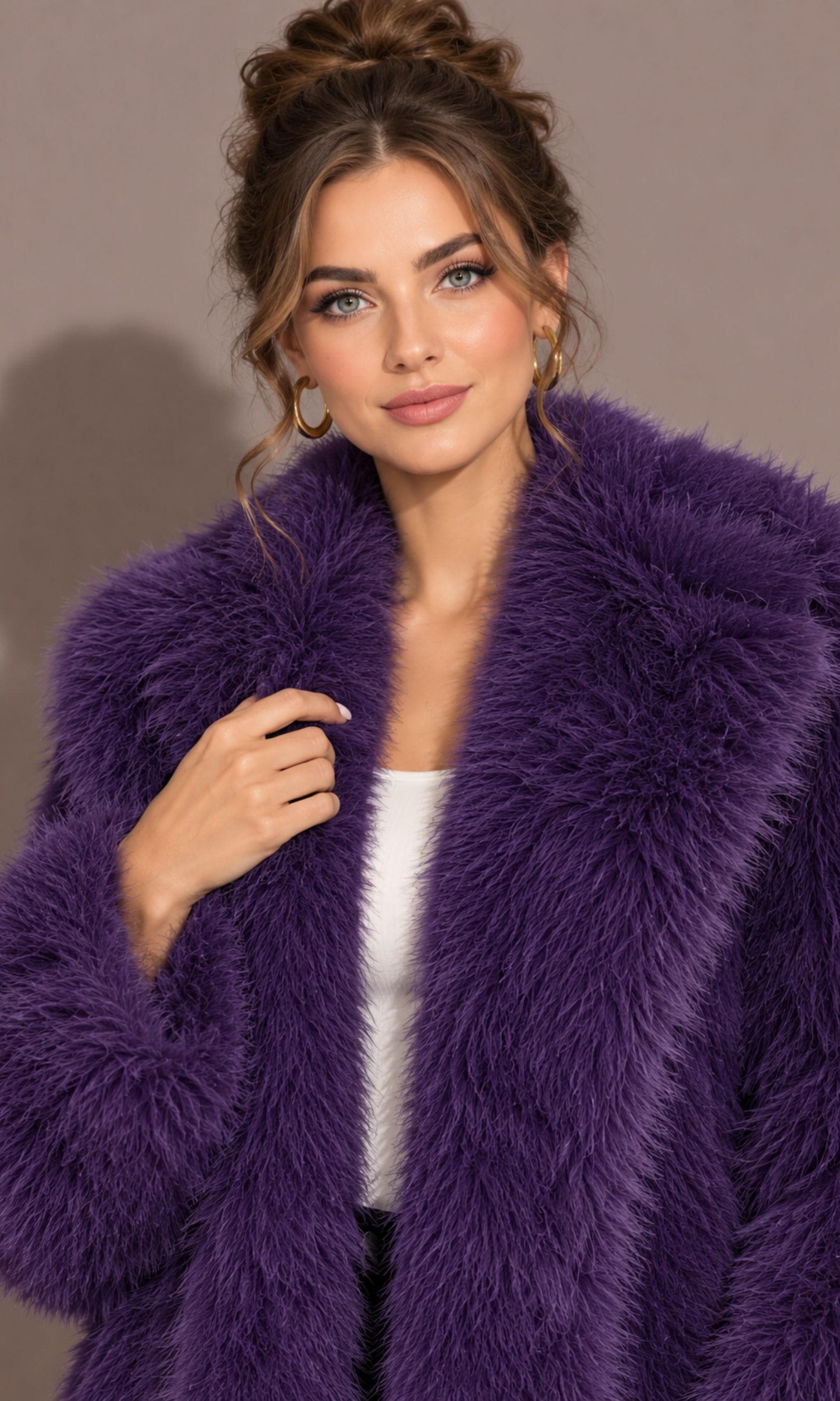 Luxury Burgundy Faux Fur Coat, Long Plush Winter Overcoat, Elegant Ladies Jacket - image 4
