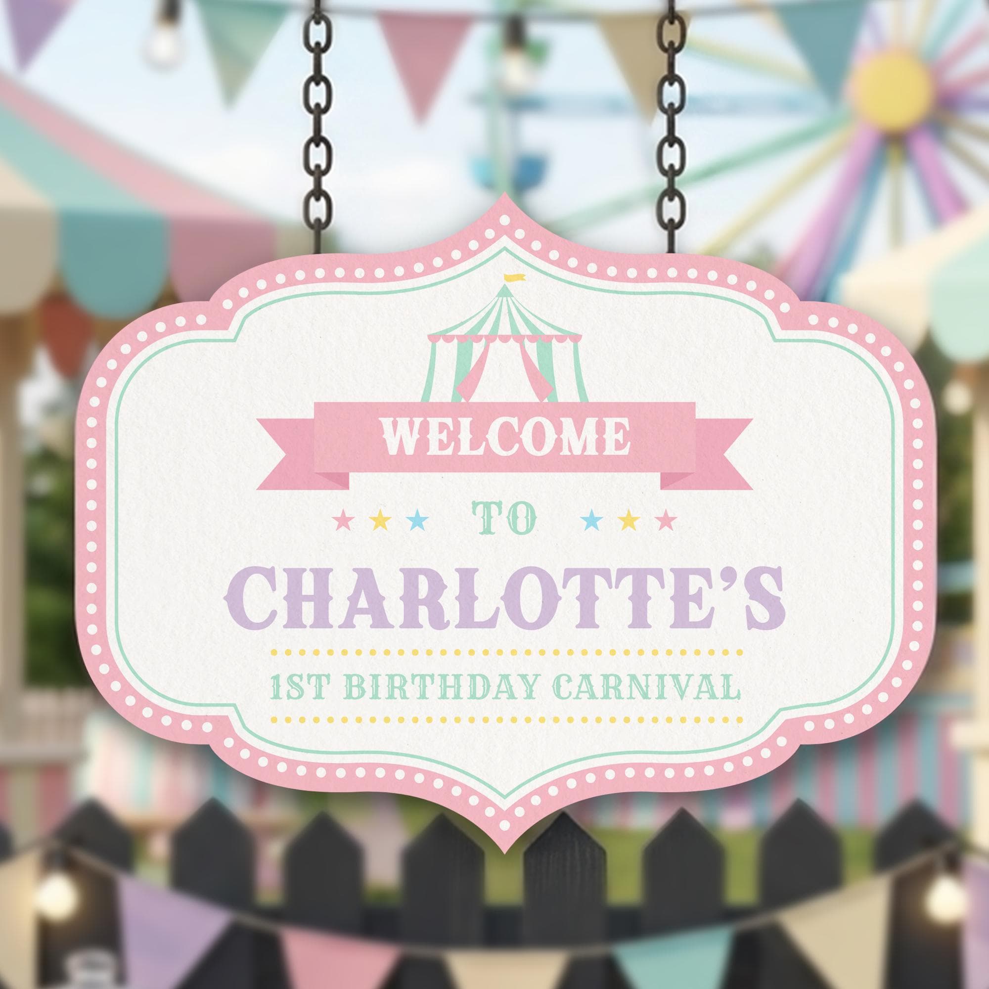 Pastel Carnival Welcome Signs Circus Birthday Signs Carnival Birthday Party Signs Circus Party Welcome Signs Editable Carnival Signs - image 5