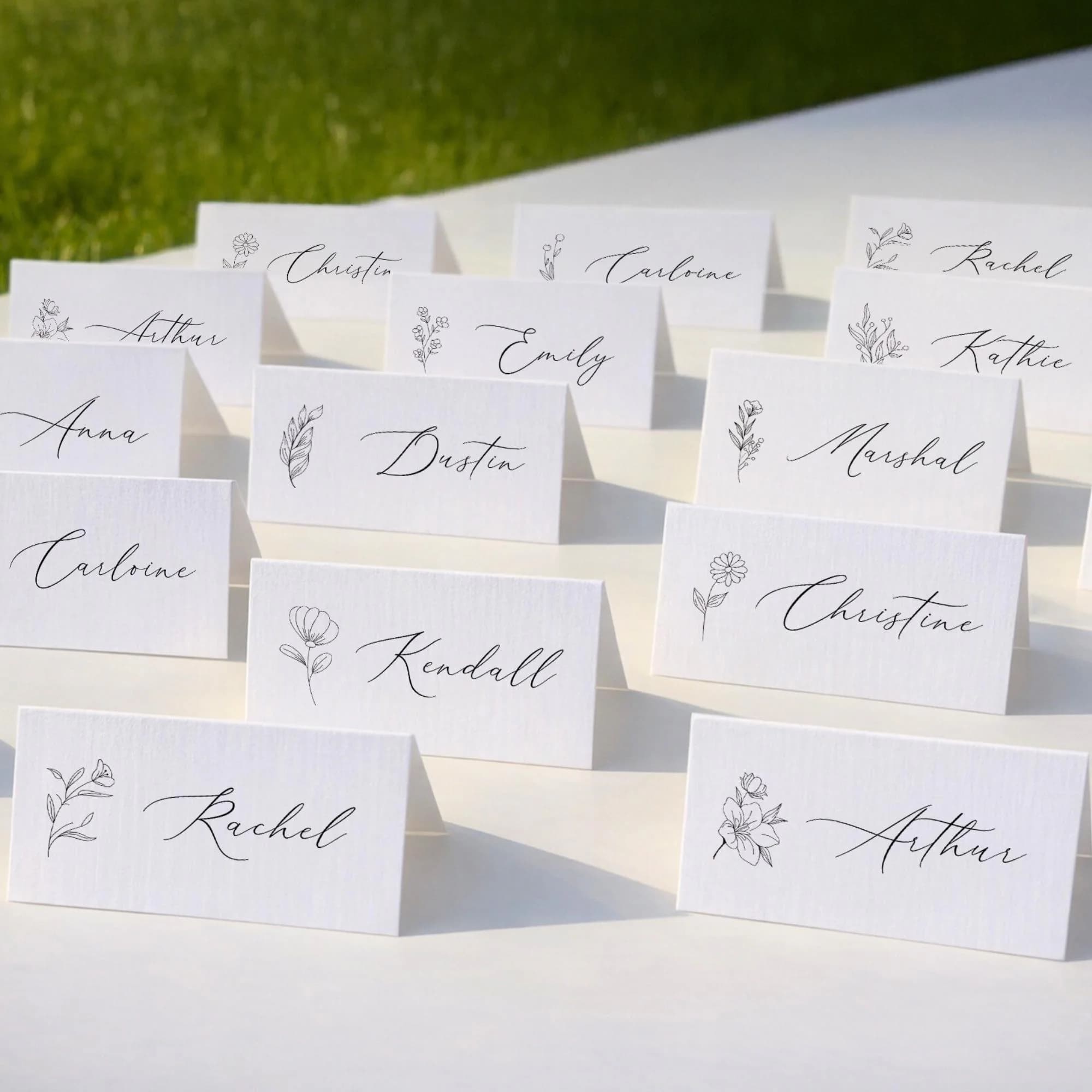 Minimalist Flower Place Card Template, Editable Floral Table Name Card, Wedding Guest Tag, Dinner Party Seating Card Canva Placeholder Name