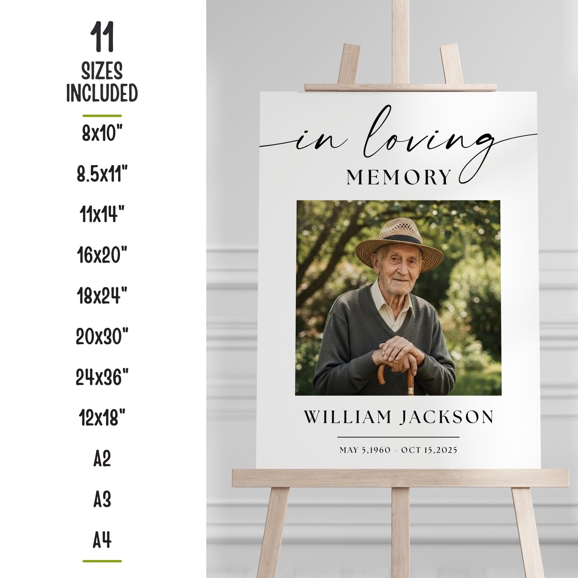 Funeral Welcome Sign Template, Editable Celebration of Life Poster, Printable Memorial Sign Canva, In Loving Memory Funeral Sign With Photo - image 4