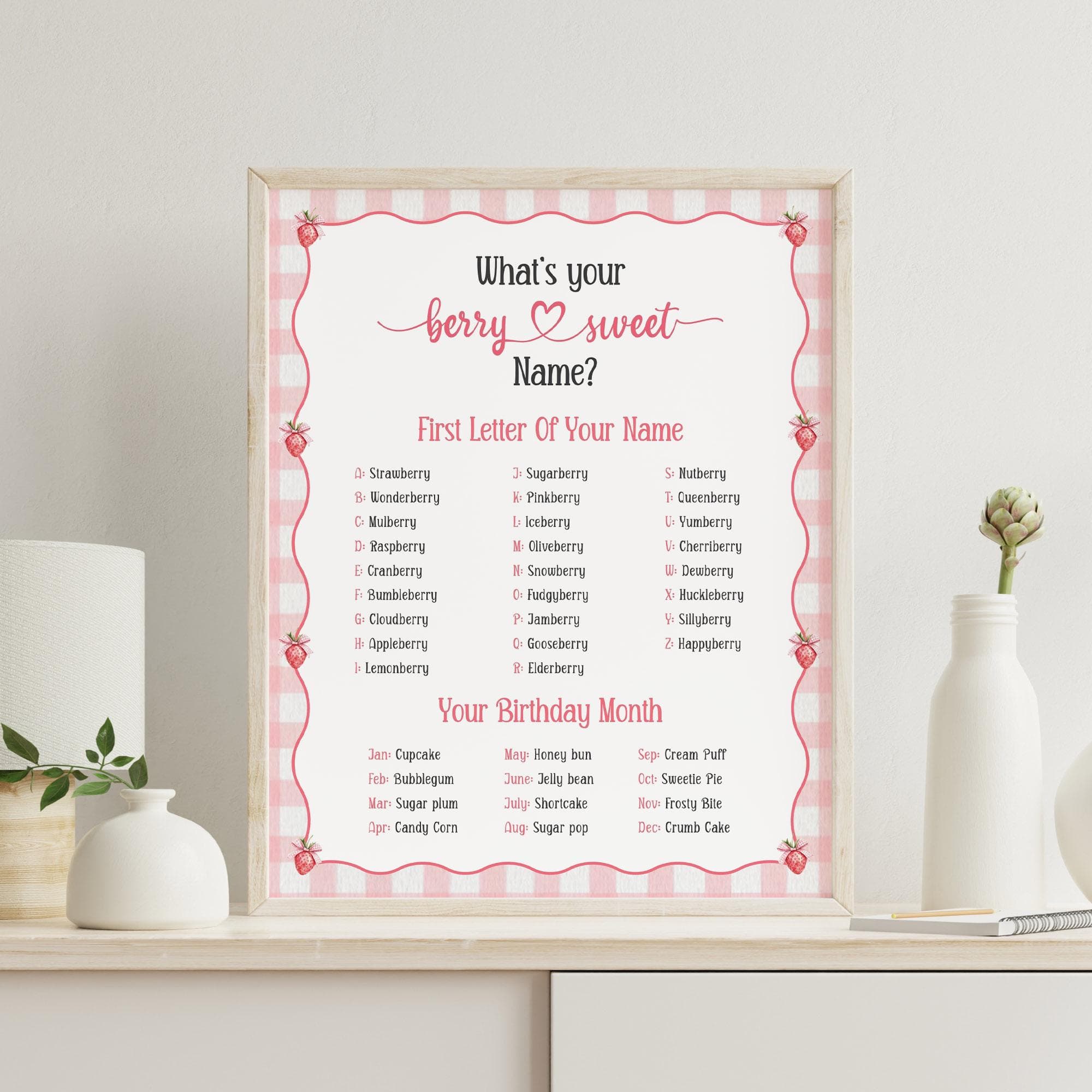 Whats your Berry Name Game Berry First Birthday Party Ice Breaker Game Pink Berry Sweet Baby Shower Game Printable Strawberry Activity Sheet - image 5