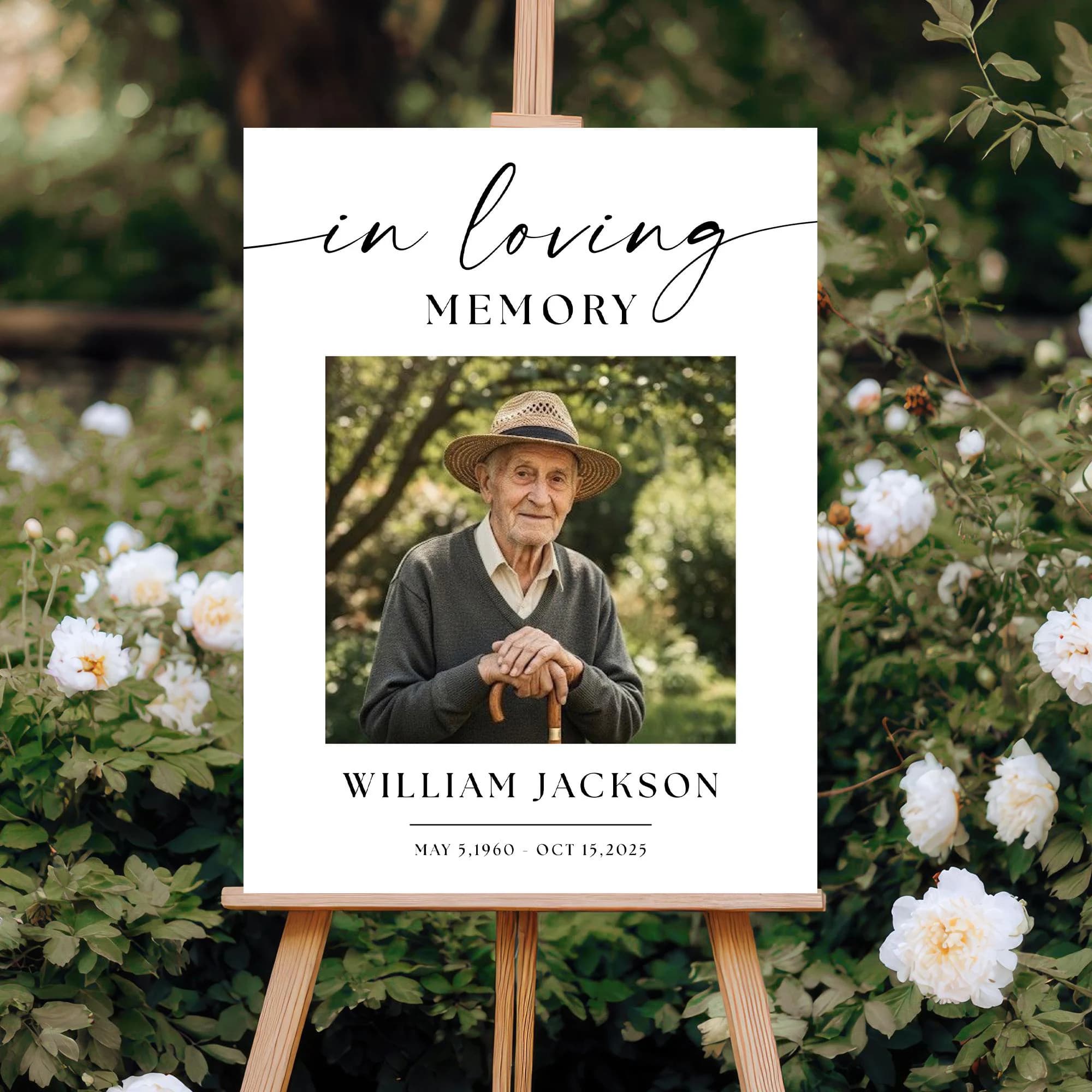 Funeral Welcome Sign Template, Editable Celebration of Life Poster, Printable Memorial Sign Canva, In Loving Memory Funeral Sign With Photo