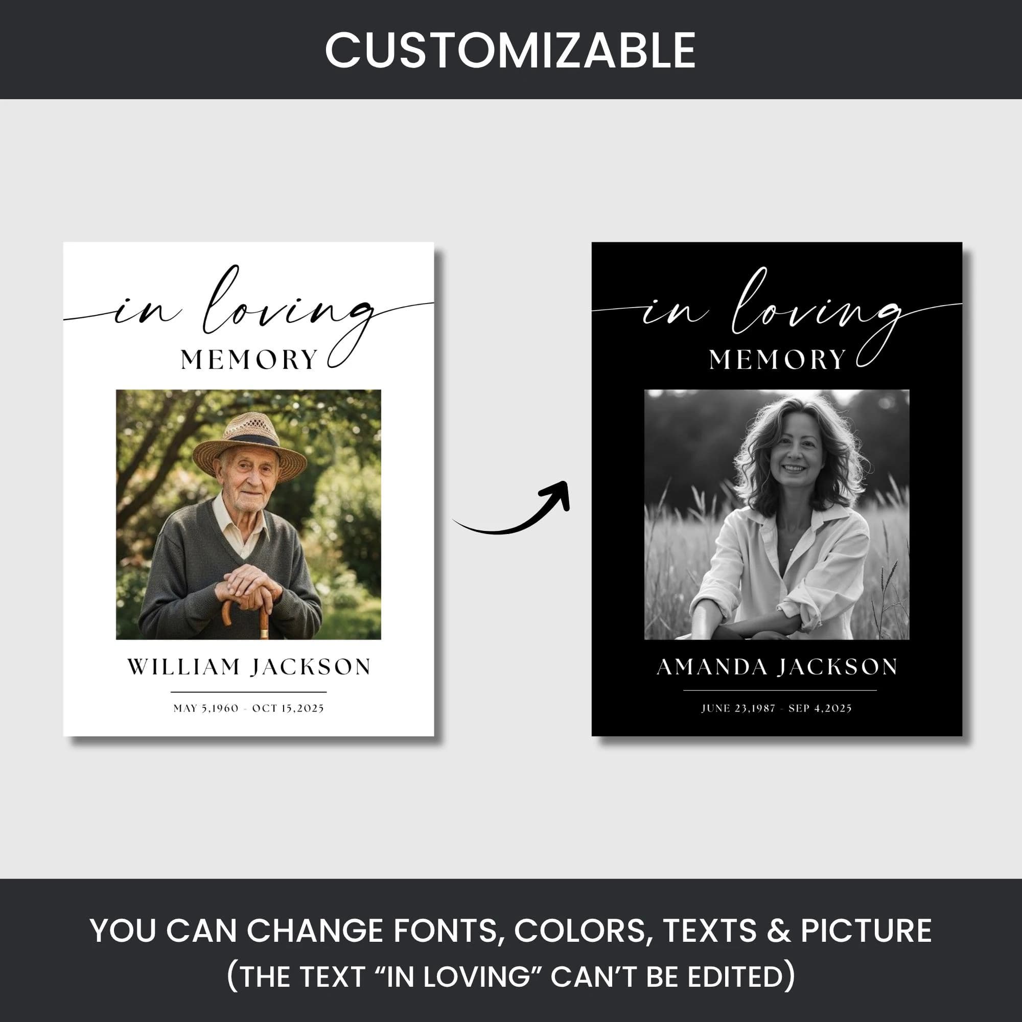 Funeral Welcome Sign Template, Editable Celebration of Life Poster, Printable Memorial Sign Canva, In Loving Memory Funeral Sign With Photo - image 5