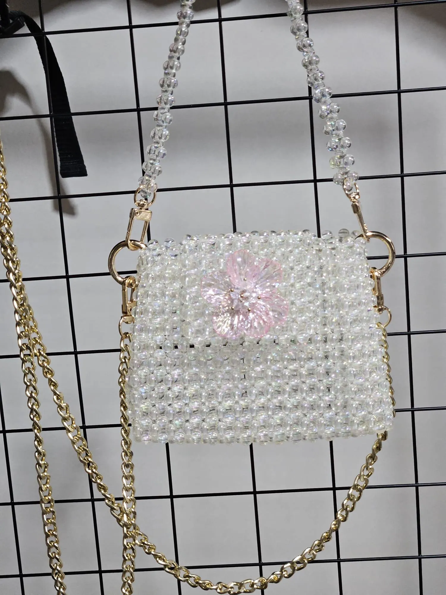 Exclusive Handmade Beaded Evening Bag | Gold Chain Bridal Purse | One-of-a-Kind Design - image 5