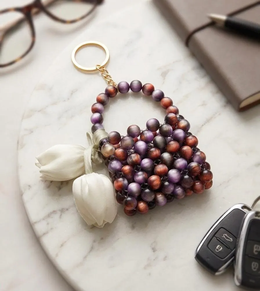 Beaded AirPods Pouch Keychain | Handmade Mini Bag Charm | Colorful Coin Holder