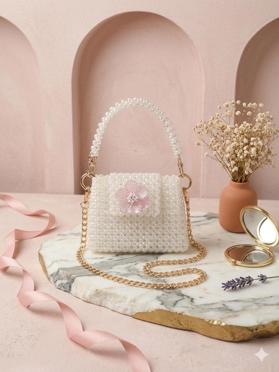 Exclusive Handmade Beaded Evening Bag | Gold Chain Bridal Purse | One-of-a-Kind Design - image 3