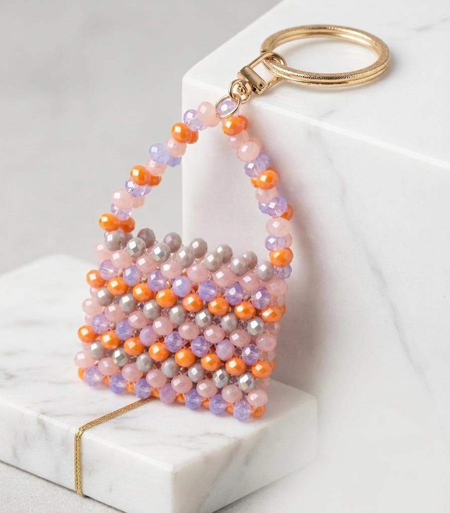 Beaded AirPods Pouch Keychain | Handmade Mini Bag Charm | Colorful Coin Holder - image 5