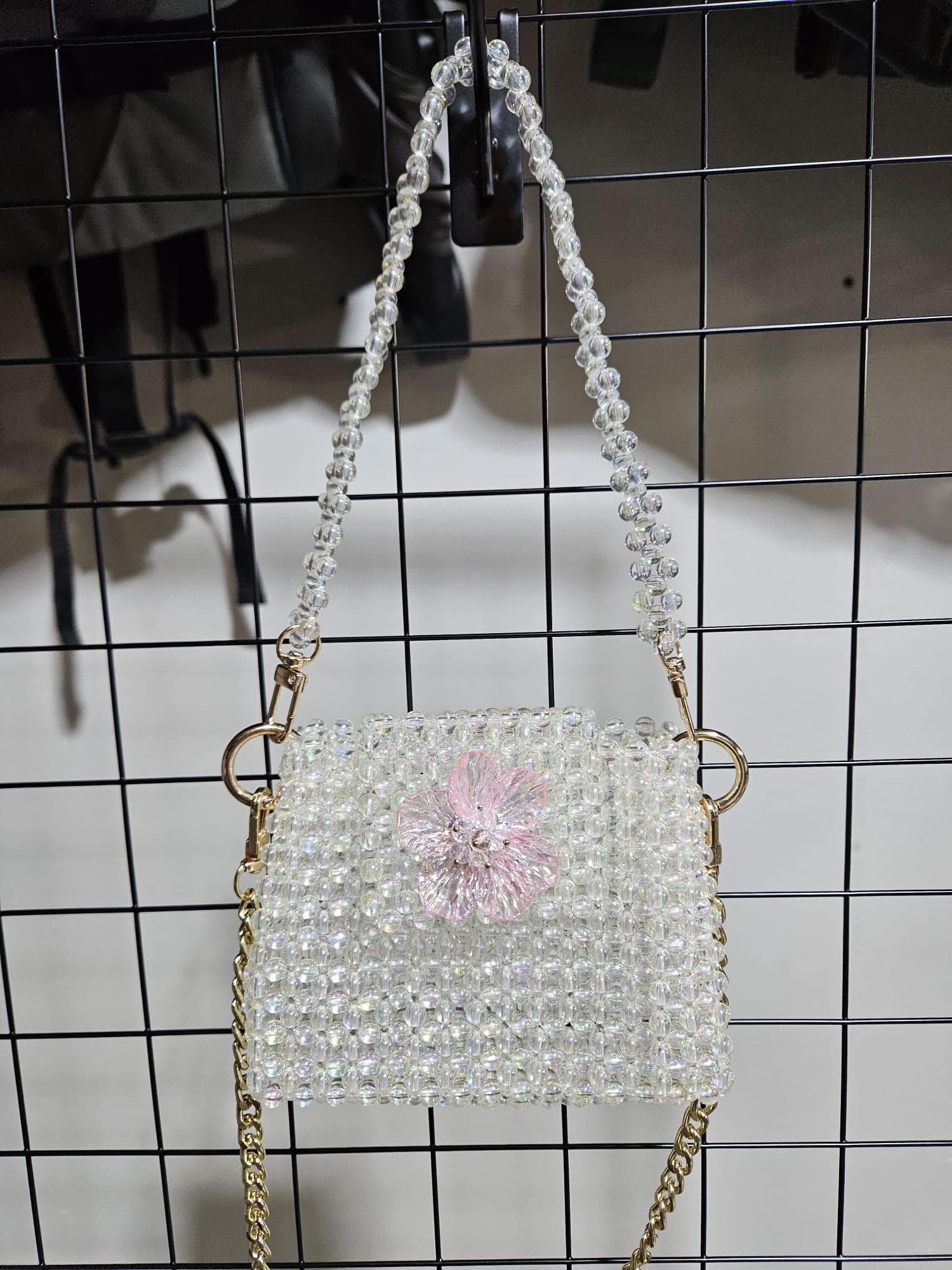 Exclusive Handmade Beaded Evening Bag | Gold Chain Bridal Purse | One-of-a-Kind Design - image 4
