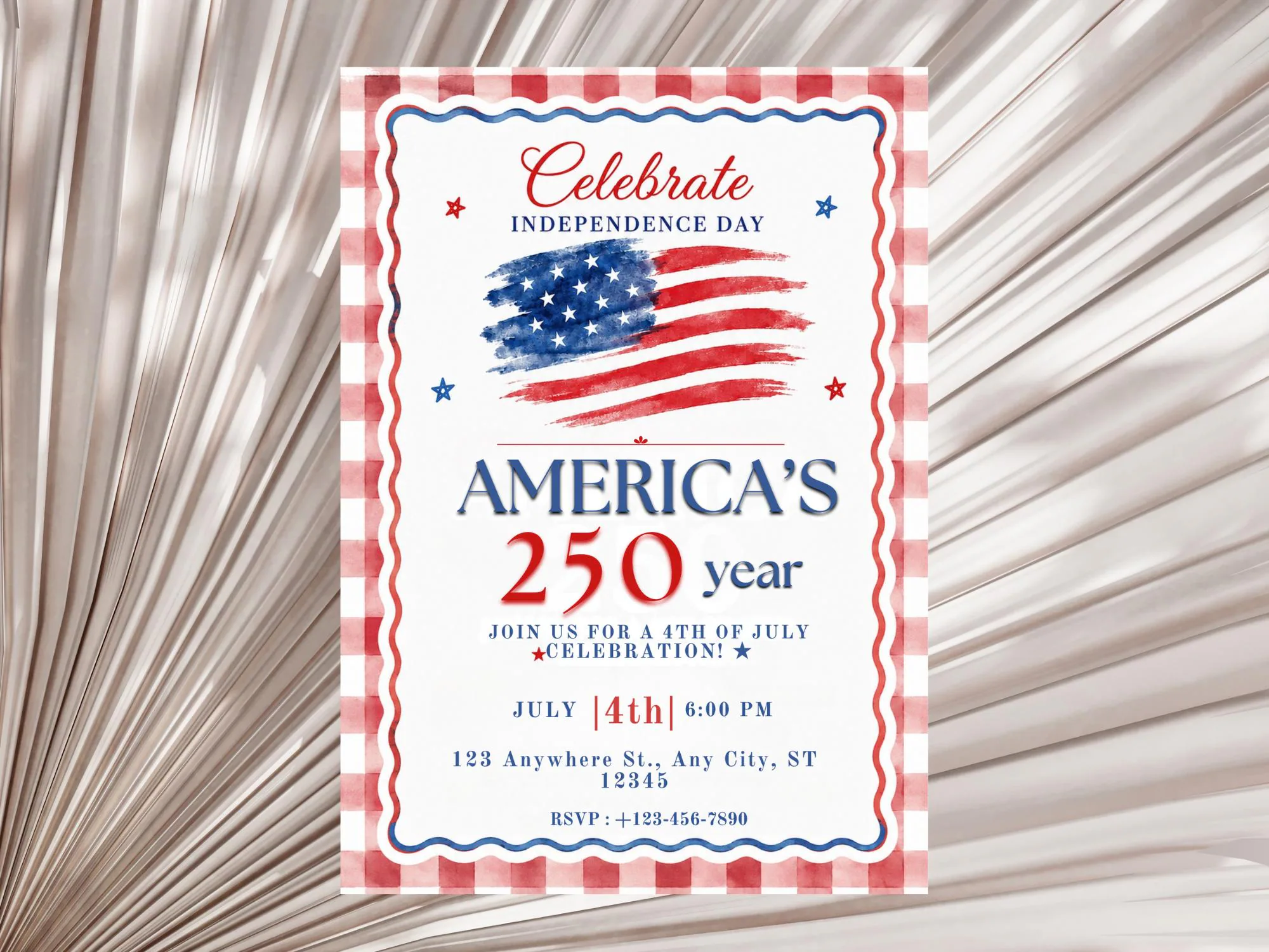 4th of July Invitation: American Flag, Patriotic Celebration (Digital Download)