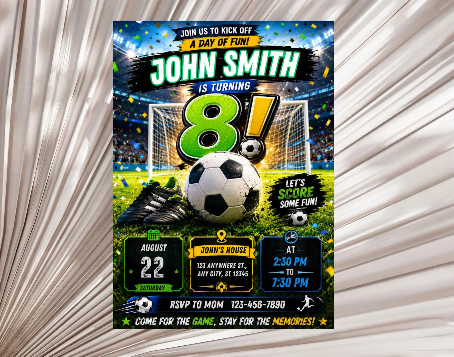 Editable Soccer Birthday Invitation, Sports Party Template, Canva Digital Download