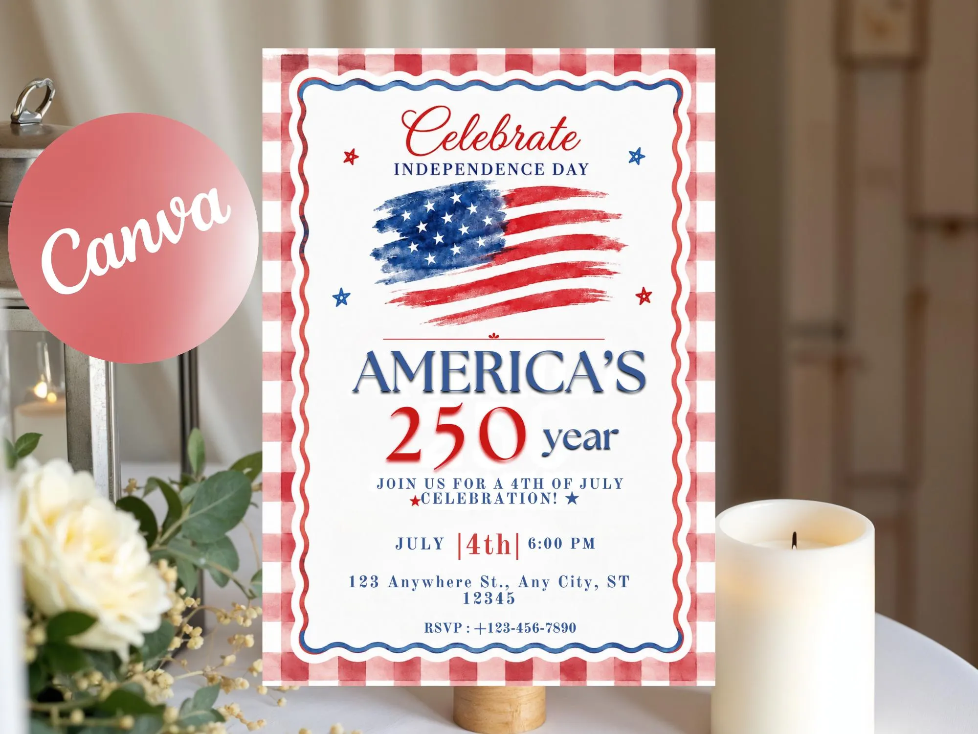 4th of July Invitation: American Flag Patriotic Celebration (Digital Download)