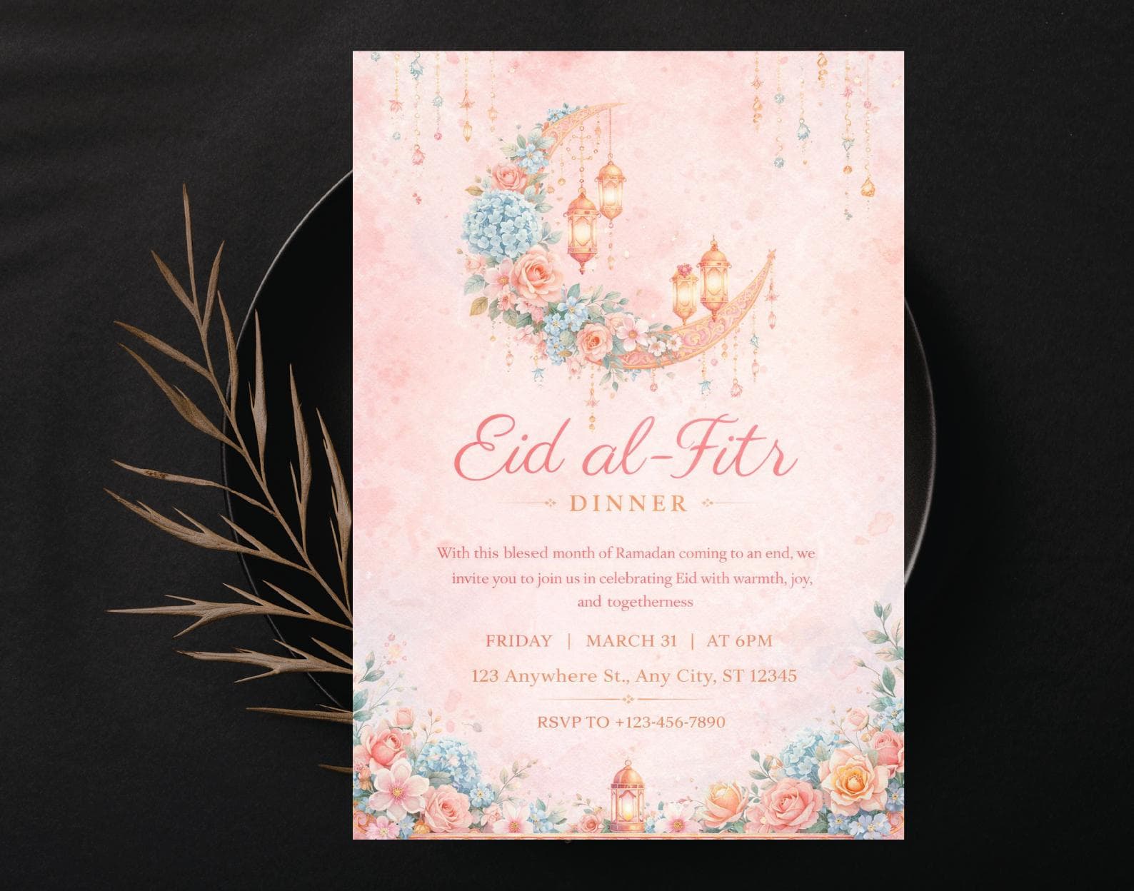 Eid Al- Fitr Dinner Invitation, Eid Invitation Template, Editable/ Digital Download, Eid Mubarak, Mobile Eid Invite, Eid Celebration