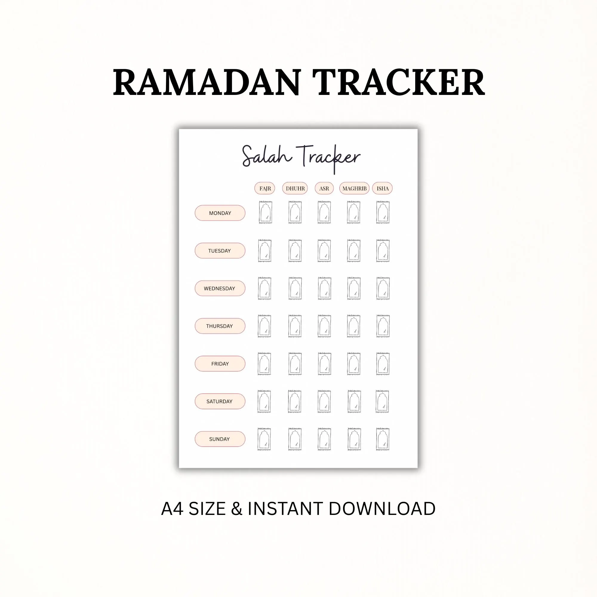 2026 Ramadan Trackers, Fasting, Tarawih & Salah Challenge (Printable PDF) - image 4
