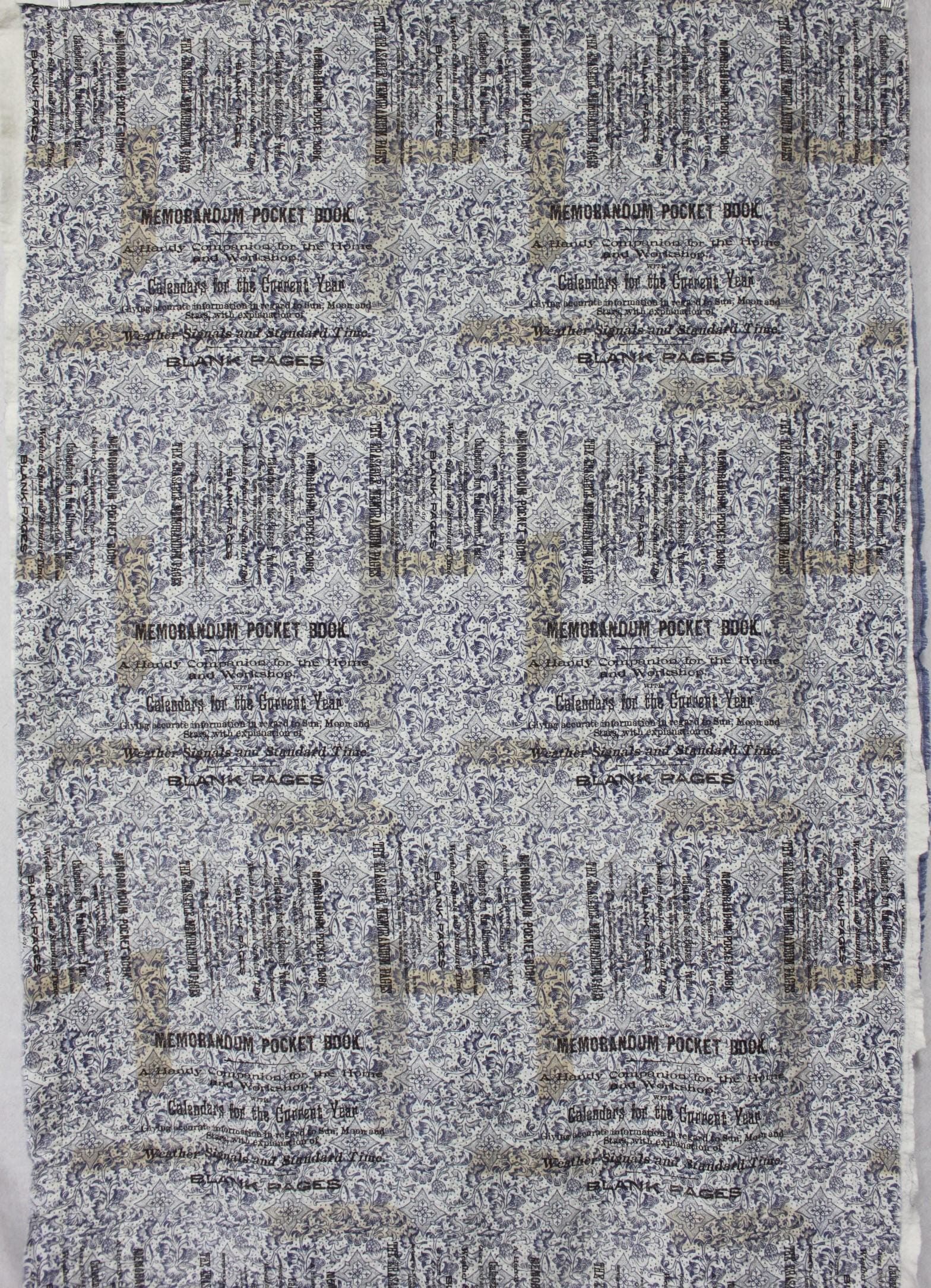 Double sided pre-quilted fabric, Ready to Use for Jacket/Vests, Tim Holtz Memorandum Blue Collage Print, Blue Demin Texture - image 4