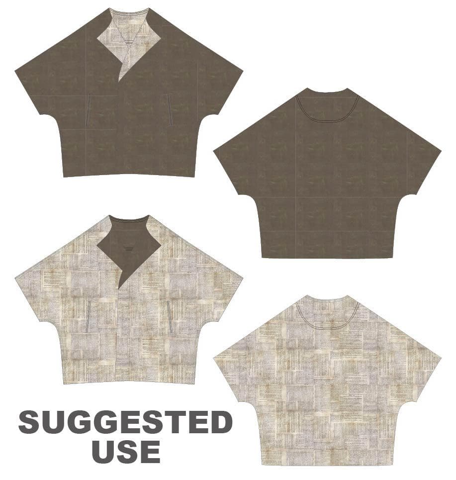 Double sided pre-quilted fabric, Ready To Use for Jackets/Vests, Tim Holtz Dictionary Neutral, Moda Grunge Milk Chocolate - image 3