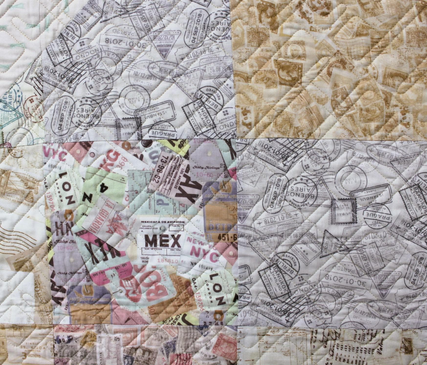 Pre-made quilt, Throw Size, 60" X 75", Add Binding, Ready to Use, Print Low Key, Clothworks, Vertex Weave Cream by QT Fabrics - image 4