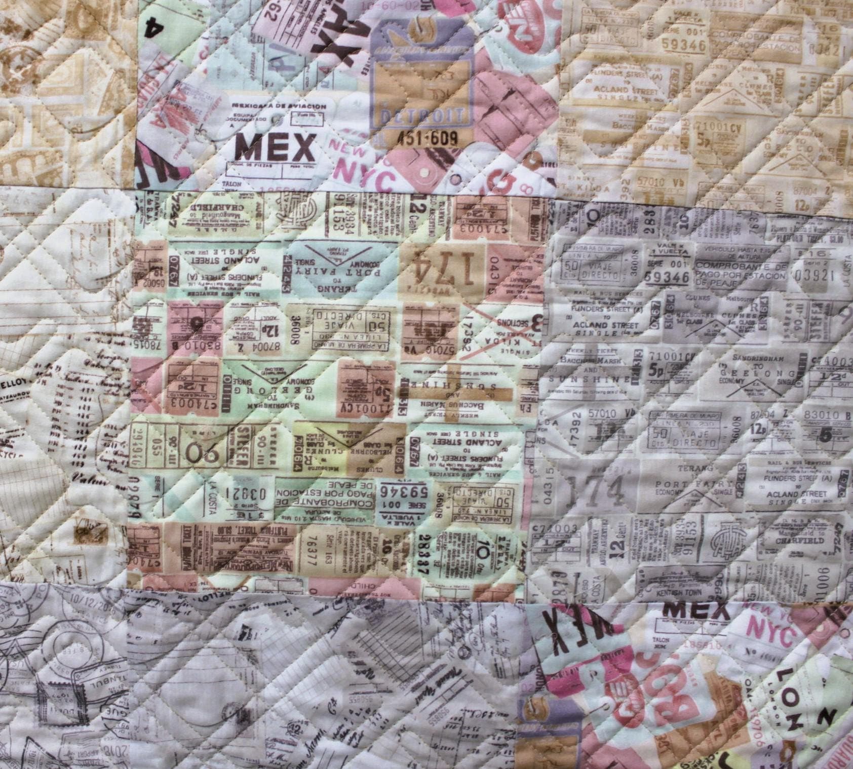 Pre-made quilt, Throw Size, 60" X 75", Add Binding, Ready to Use, Print Low Key, Clothworks, Vertex Weave Cream by QT Fabrics - image 5