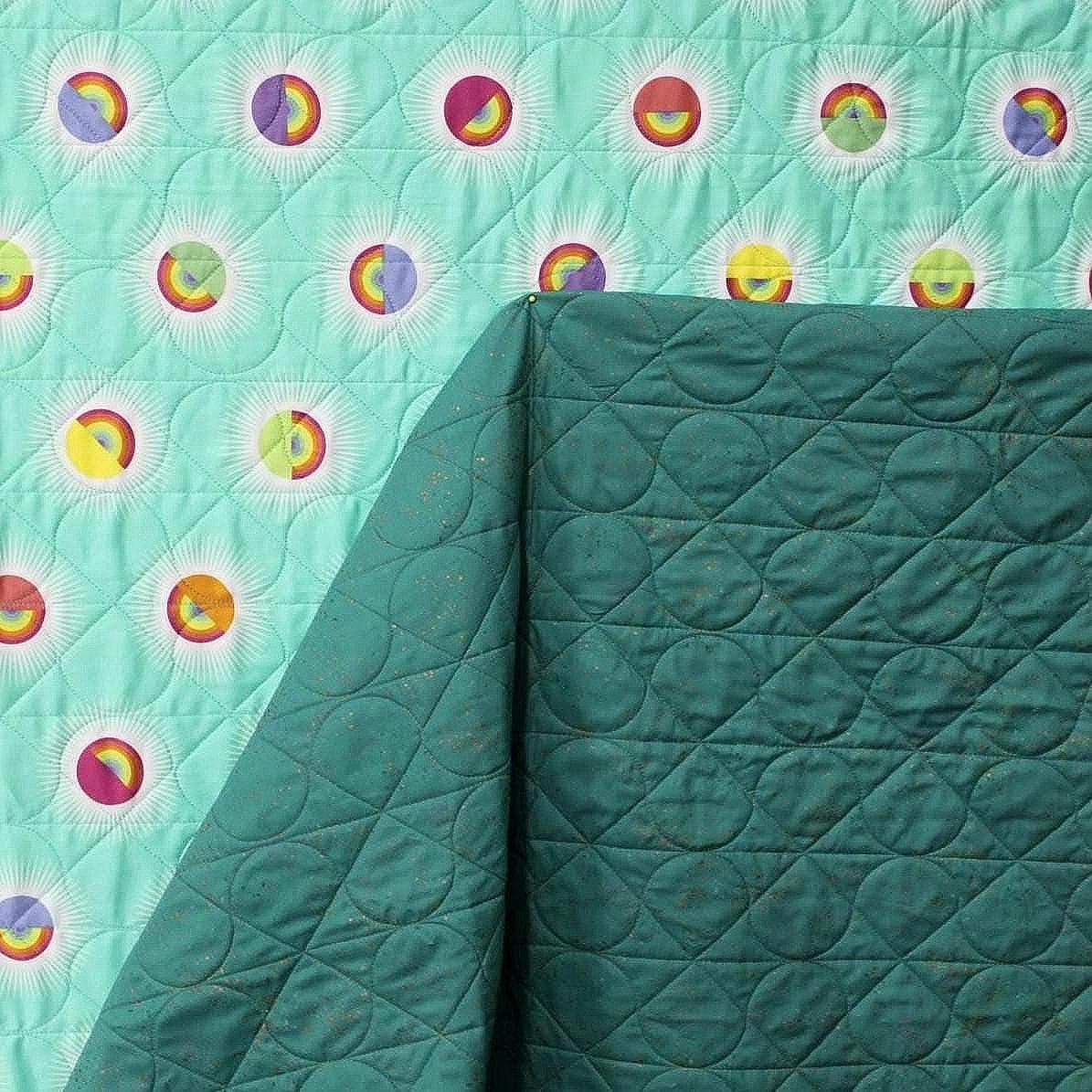 Double sided pre-quilted fabric, 3Yards, Ready for use for Jackets/Vests/Crafts, Ruby Star Speckled Metallic, FreeSpirit Tula Pink Saturdaze