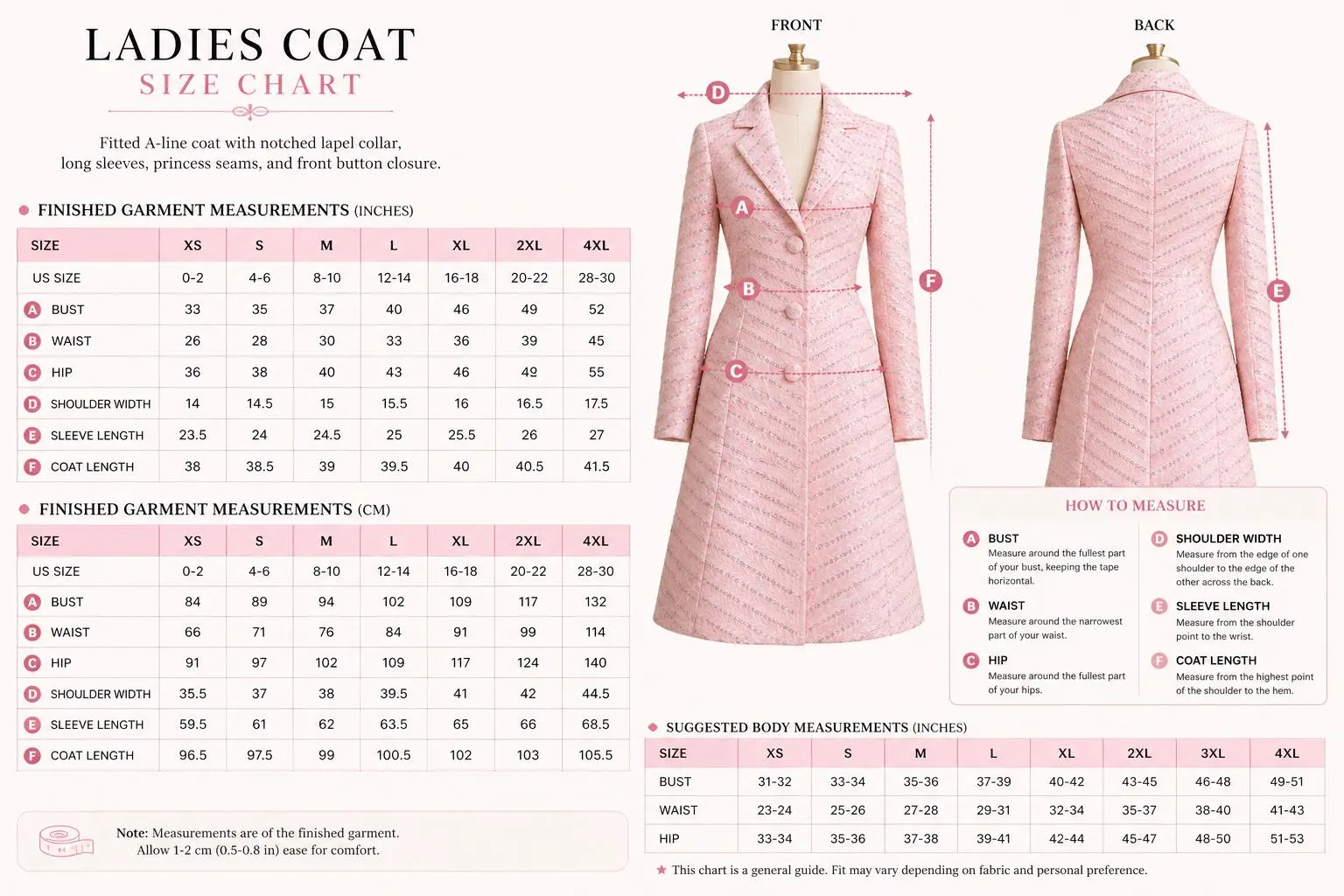 Blush Pink Embroidered Long Coat – Elegant Tailored Statement Outerwear - image 3
