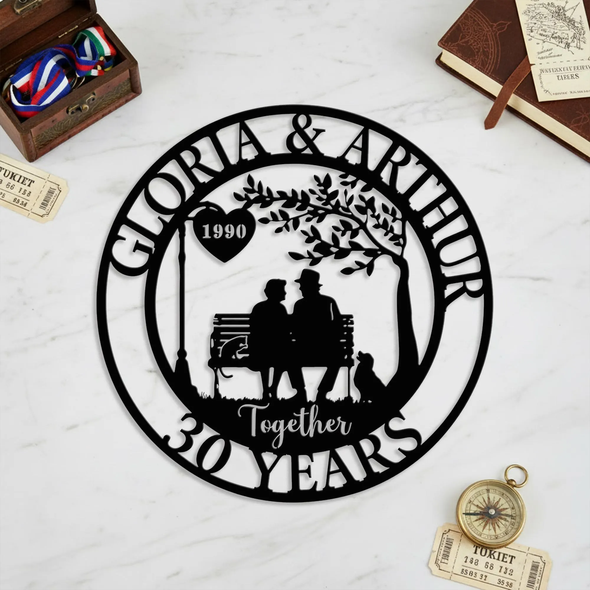 Custom Couple Name Metal Wall Sign, Anniversary Years Together Silhouette Plaque, Personalized Milestone Marriage Metal Art, Couple Gift - image 4