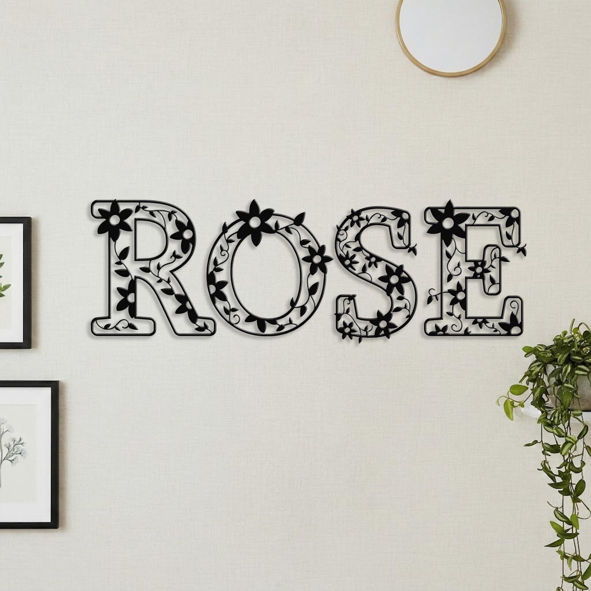 Custom Name Floral Metal Wall Sign, Flower Vine Letter Wall Art, Personalized Flower Vine Metal Plaque, Botanical Name Wall Decor - image 4