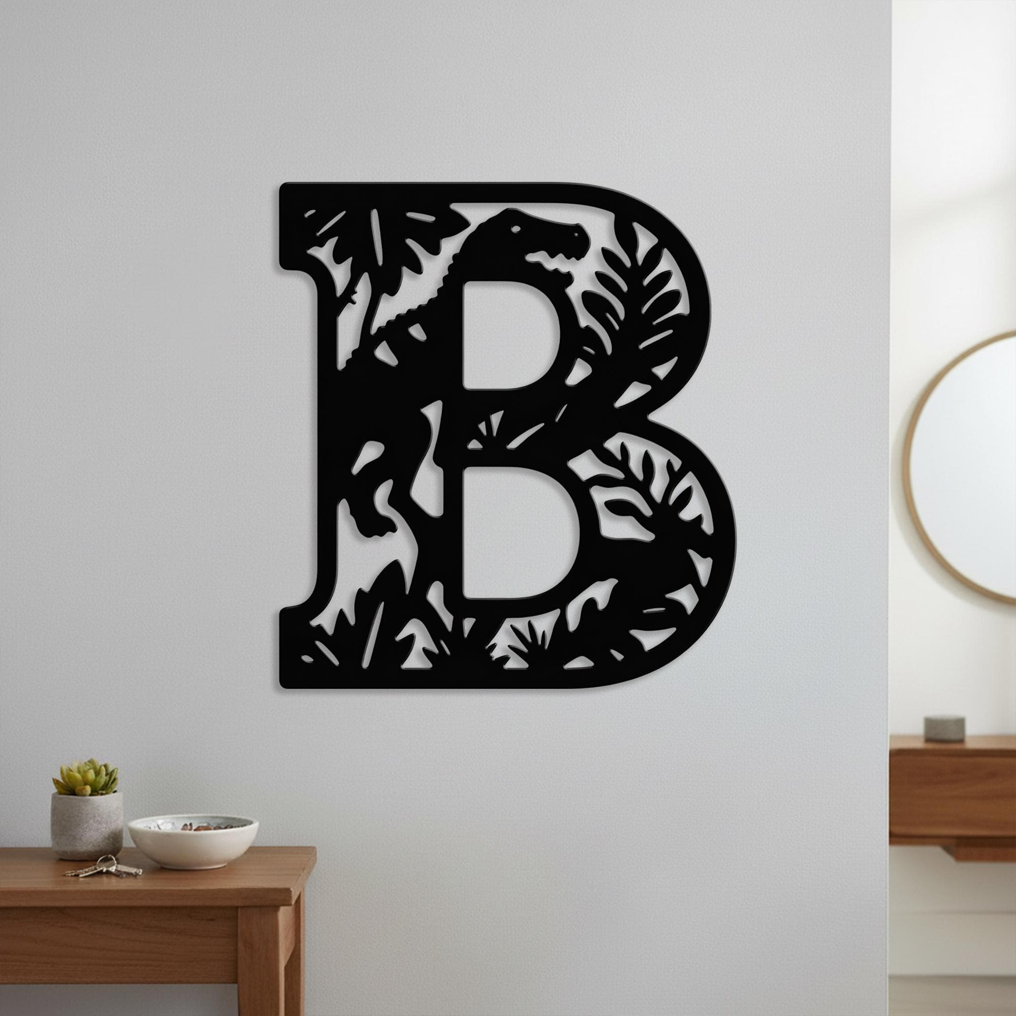 Custom Dinosaur Initial Letter Metal Sign, Jungle Monogram Wall Decor, Dinosaur Jungle Themed Letter Metal Wall Art, Kids Room Gift - image 4