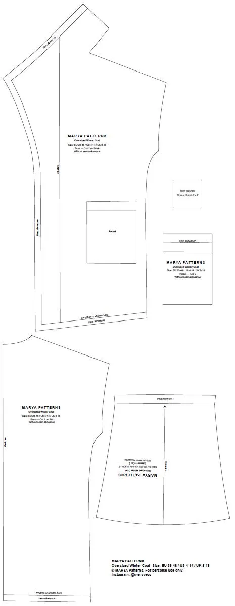 Oversized Winter Coat Sewing Pattern EU 36-46 US 4-18 Digital PDF, A0 & A4 Print-at-Home, Step-by-Step Tutorial - image 4