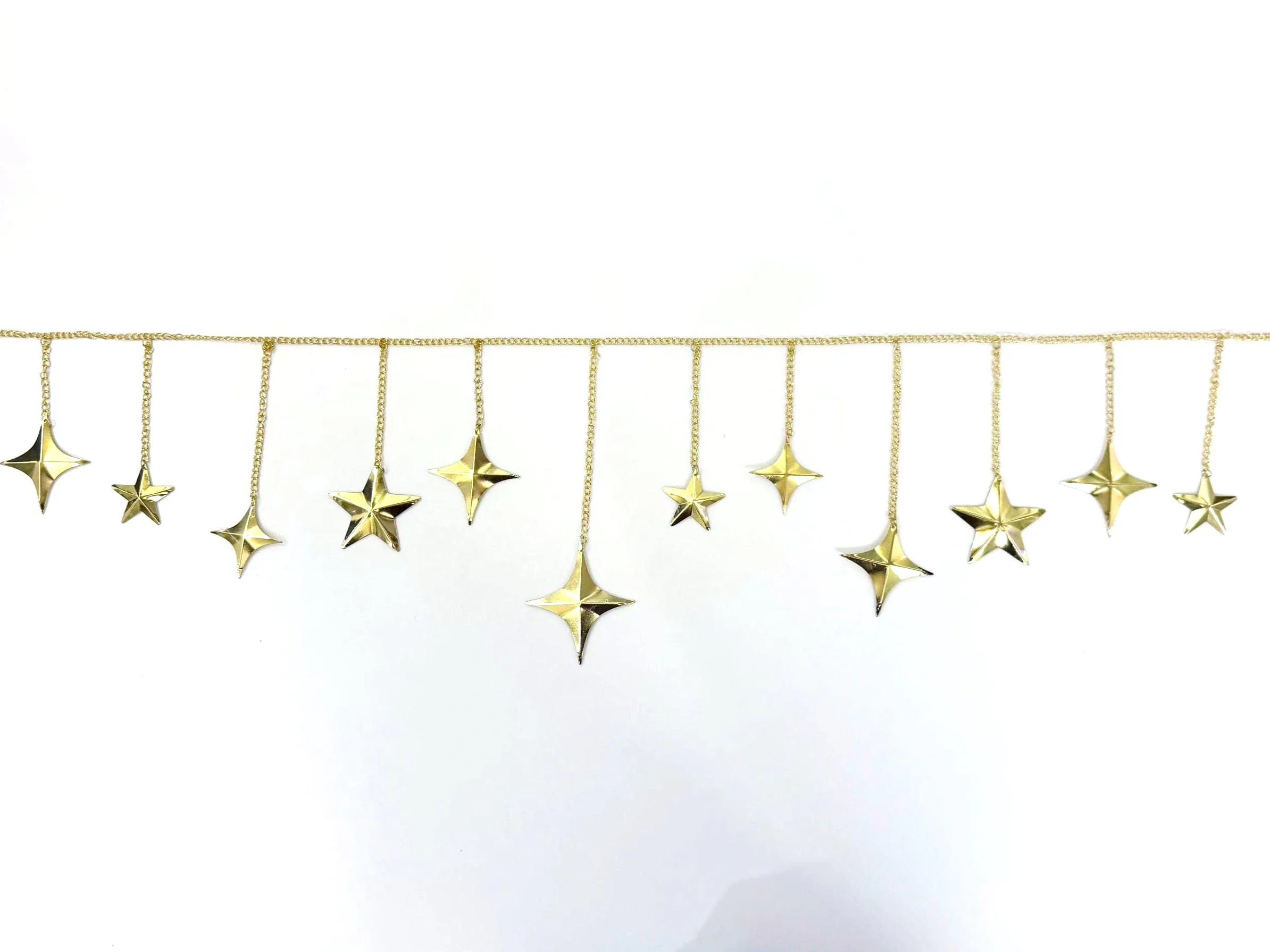 Gold Hammered Metal North Star Garland sparkles metal, lunar, chakra, nature lover, astronomy, moon, holiday decor, space, fairy